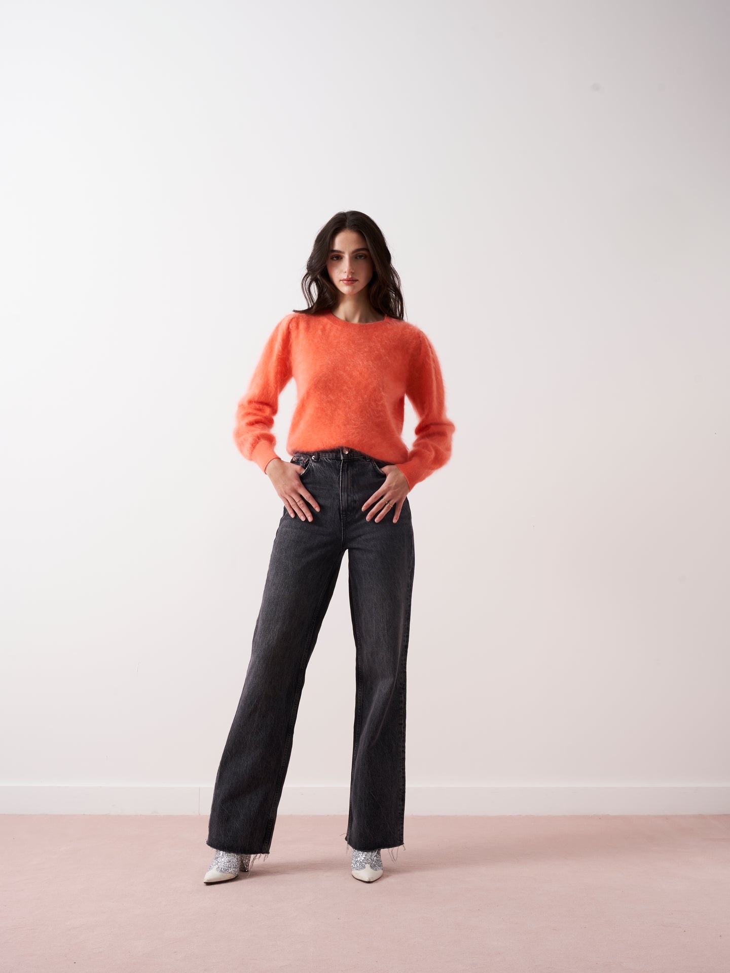 tasha - Brushed cashmere sweater - melon