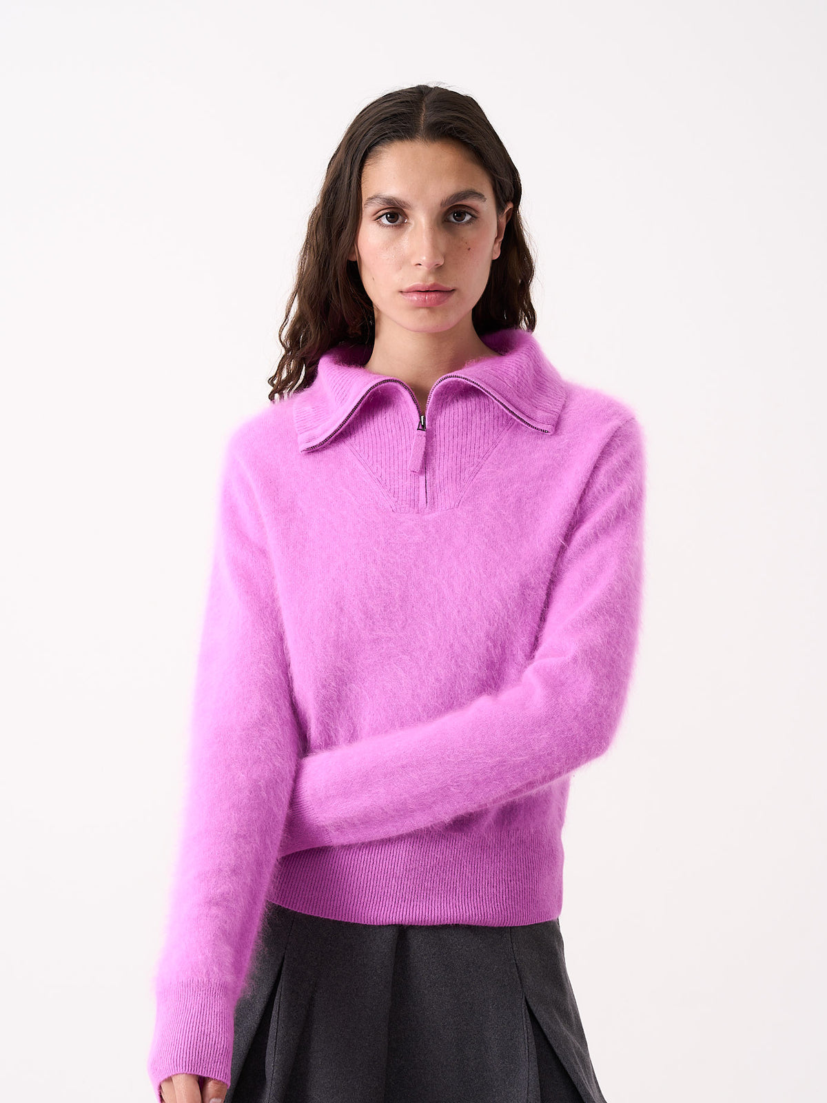 nena - Brushed cashmere sweater - purple neon