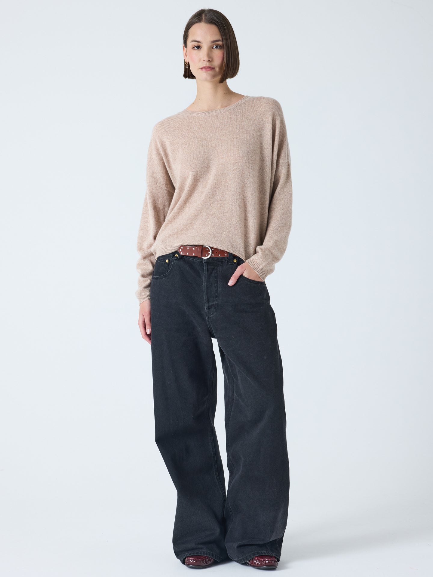 kaira - Pull col rond 100% cachemire - chestnut