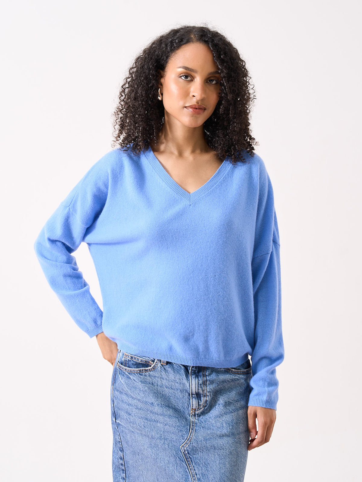 Alicia - Pull oversize en cachemire - cornflower