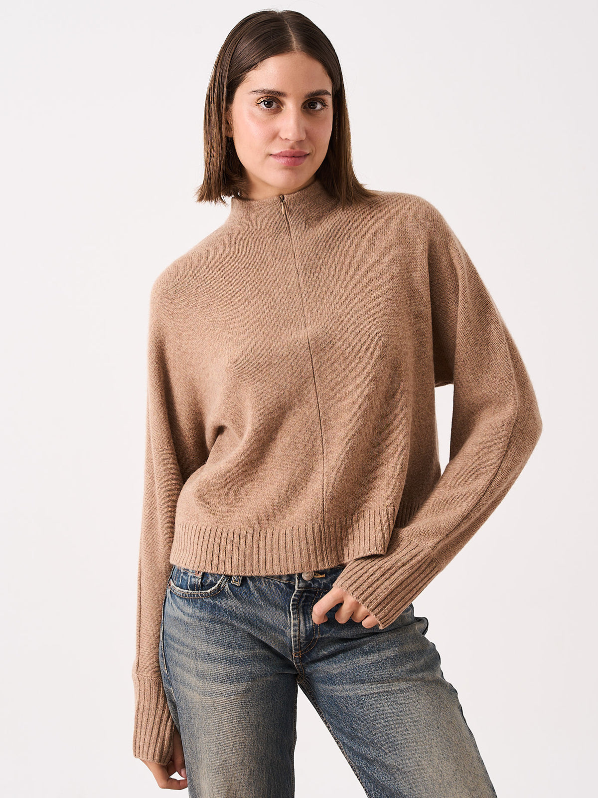 aeryn - Yak and cashmere high-neck sweater - peanut butter