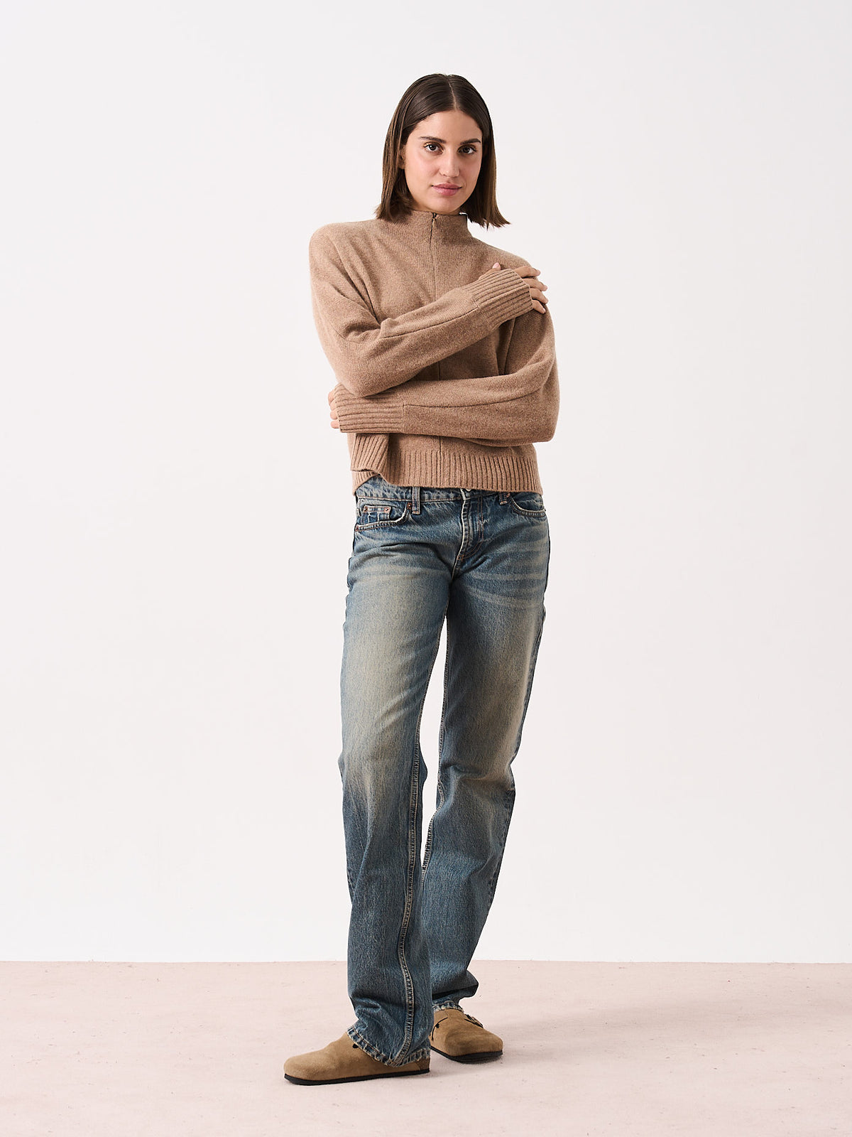 aeryn - Yak and cashmere high-neck sweater - peanut butter