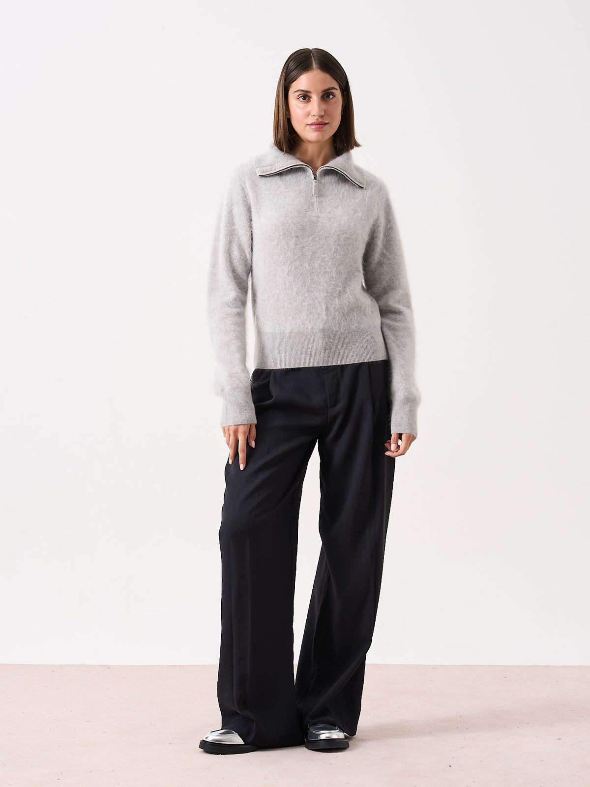 nena - Brushed cashmere sweater - light grey