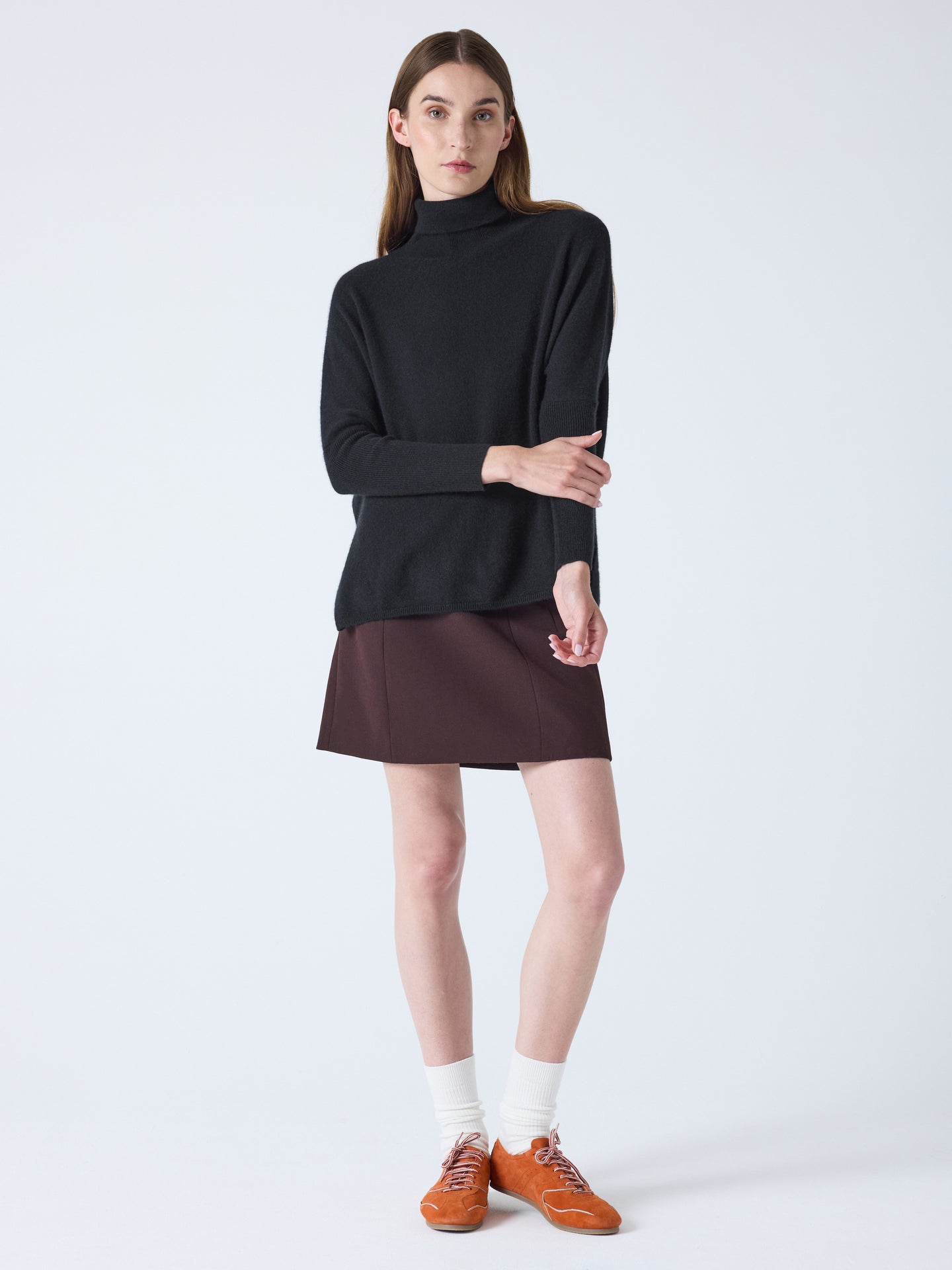 clara - Pull col roulé en cachemire - black