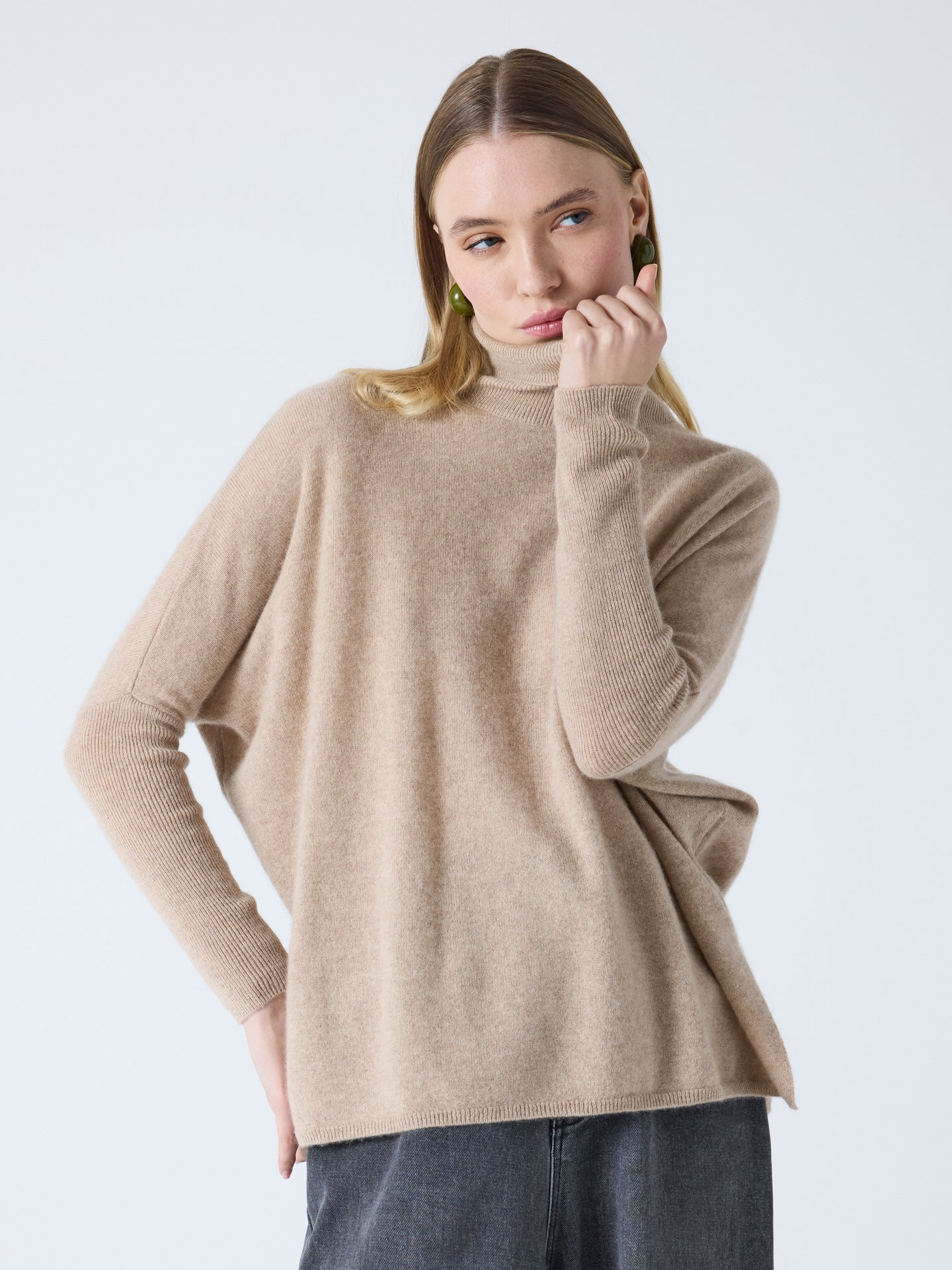 clara - Pull col roulé en cachemire - chestnut