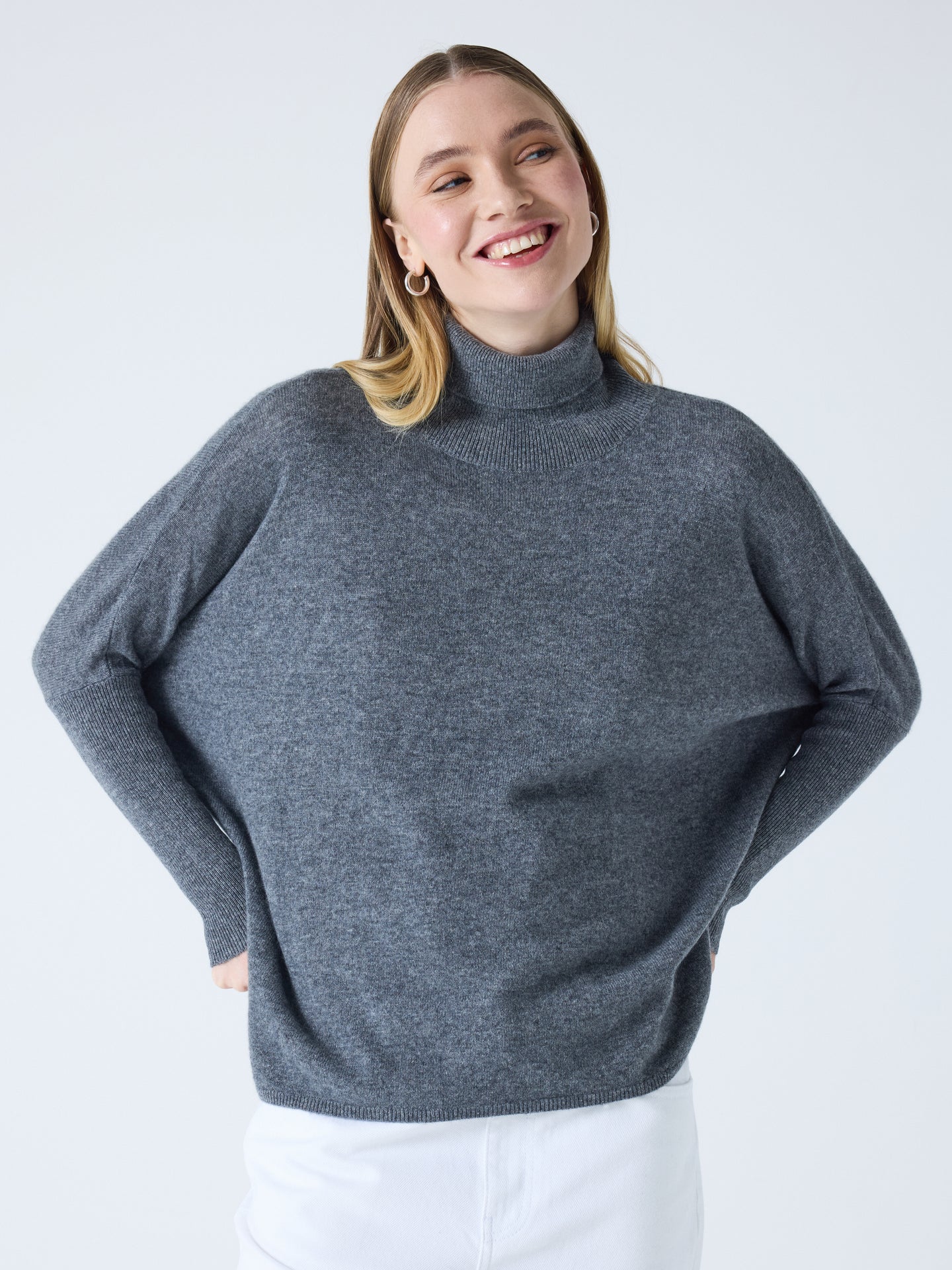 clara - Pull col roulé en cachemire - dark heather grey