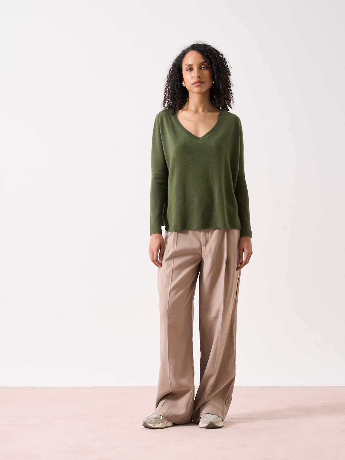 Camille - Pull poncho en cachemire - artichoke