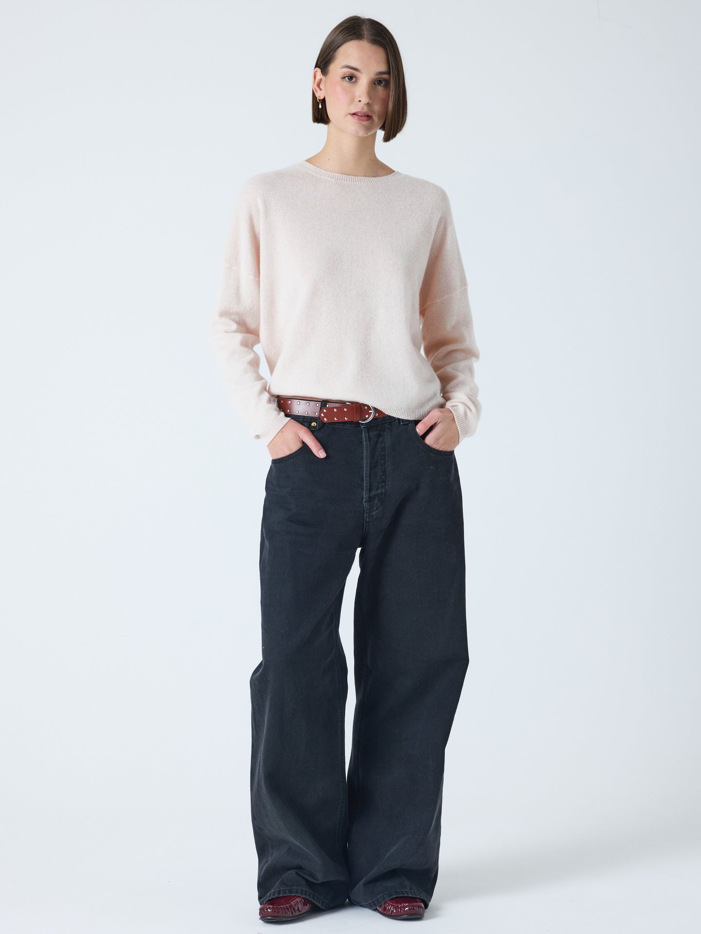 kaira - Round-neck 100% cashmere sweater - cloudy pink