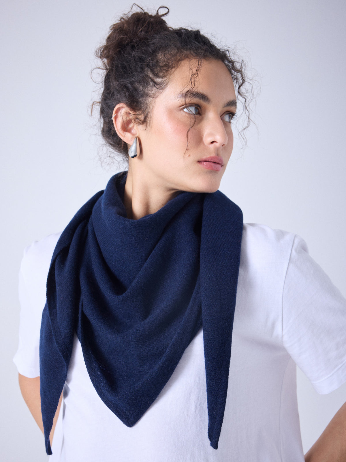 gladys - Écharpe triangle cachemire - navy