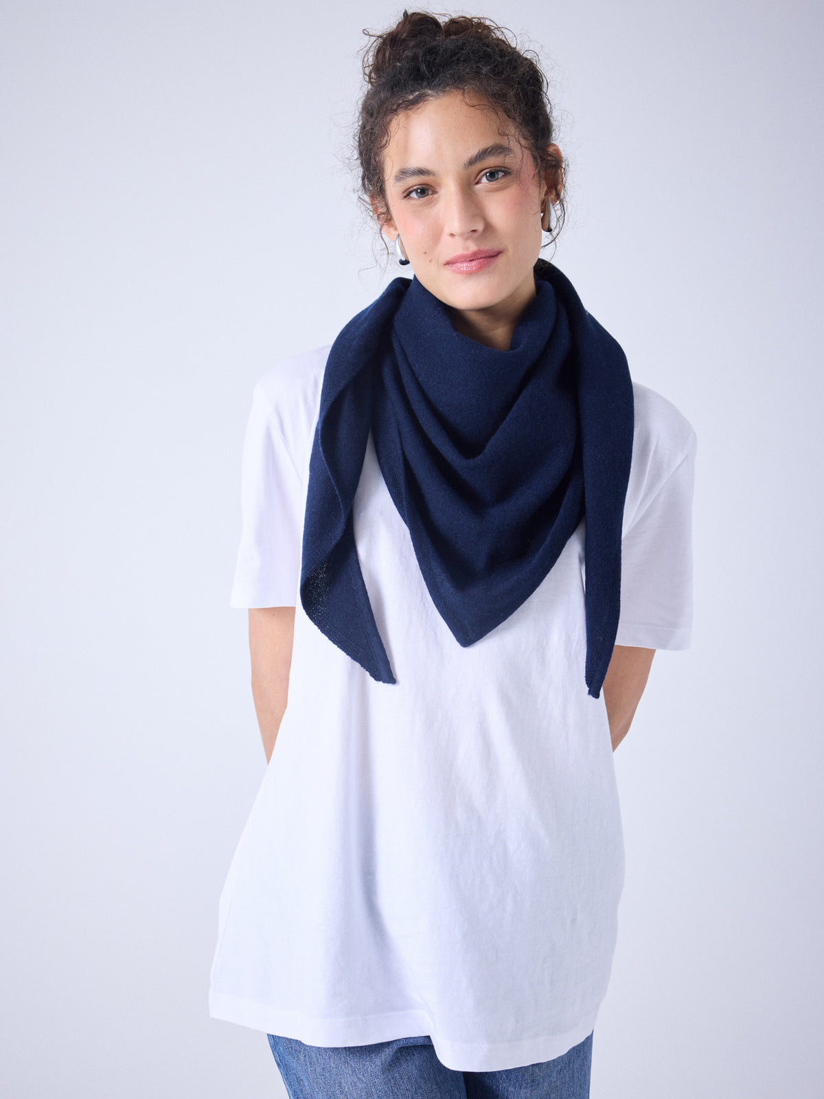 gladys - Écharpe triangle cachemire - navy