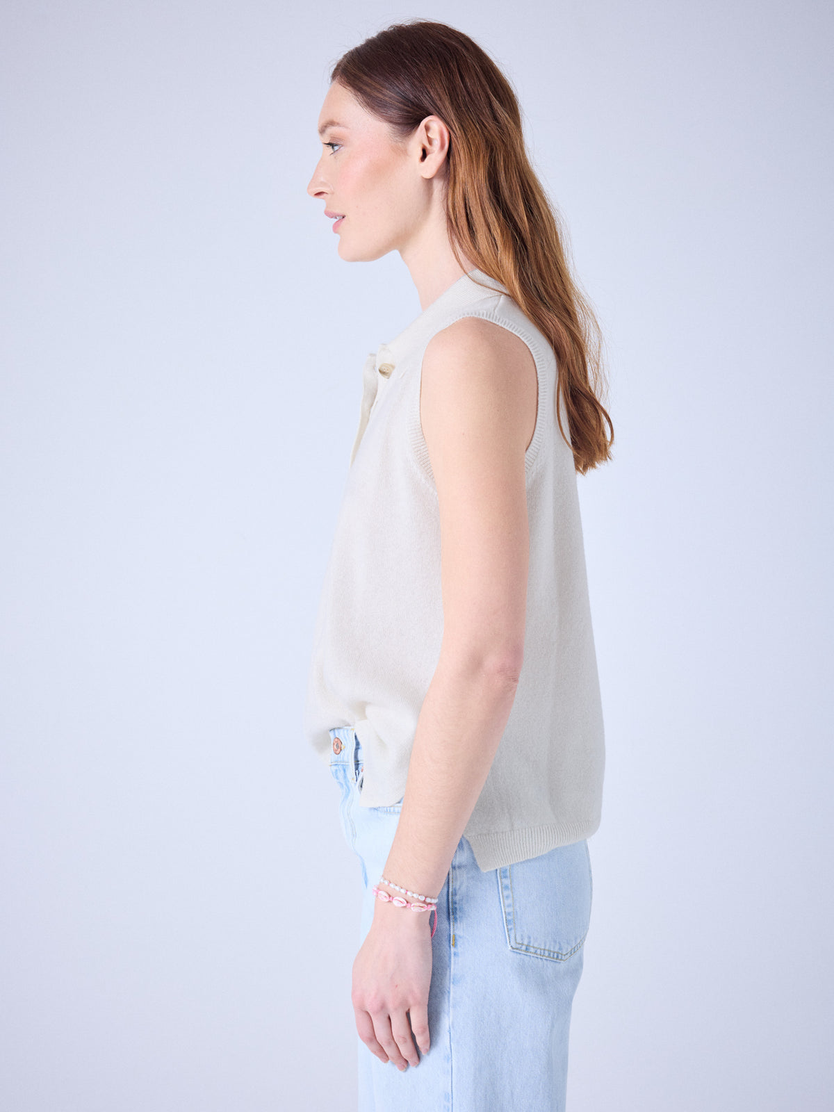 pilar - 100% cashmere polo shirt - cream