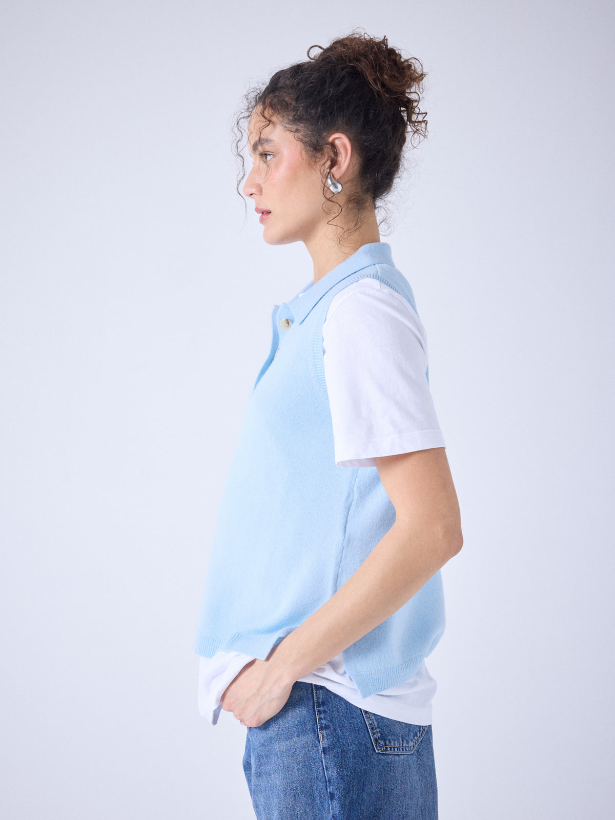 pillar - 100% cashmere polo shirt - sky