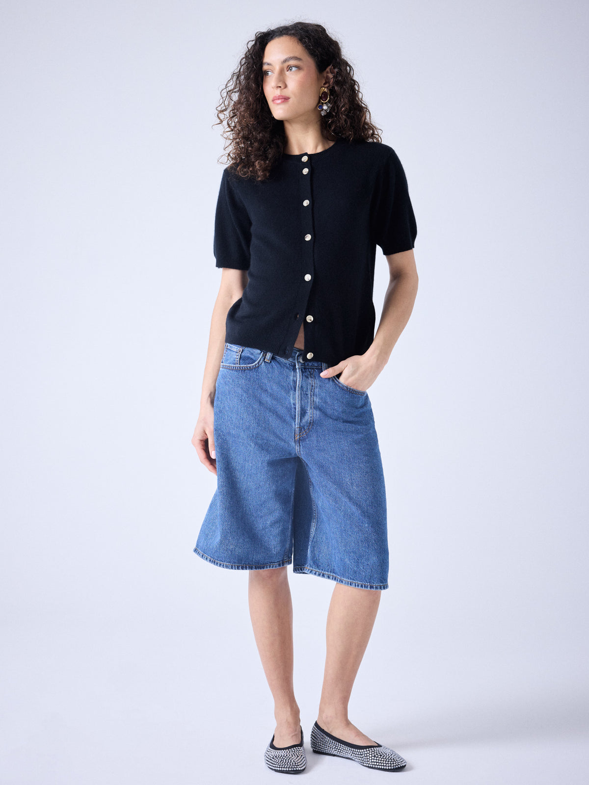 flavia - 100% cashmere cardigan - black