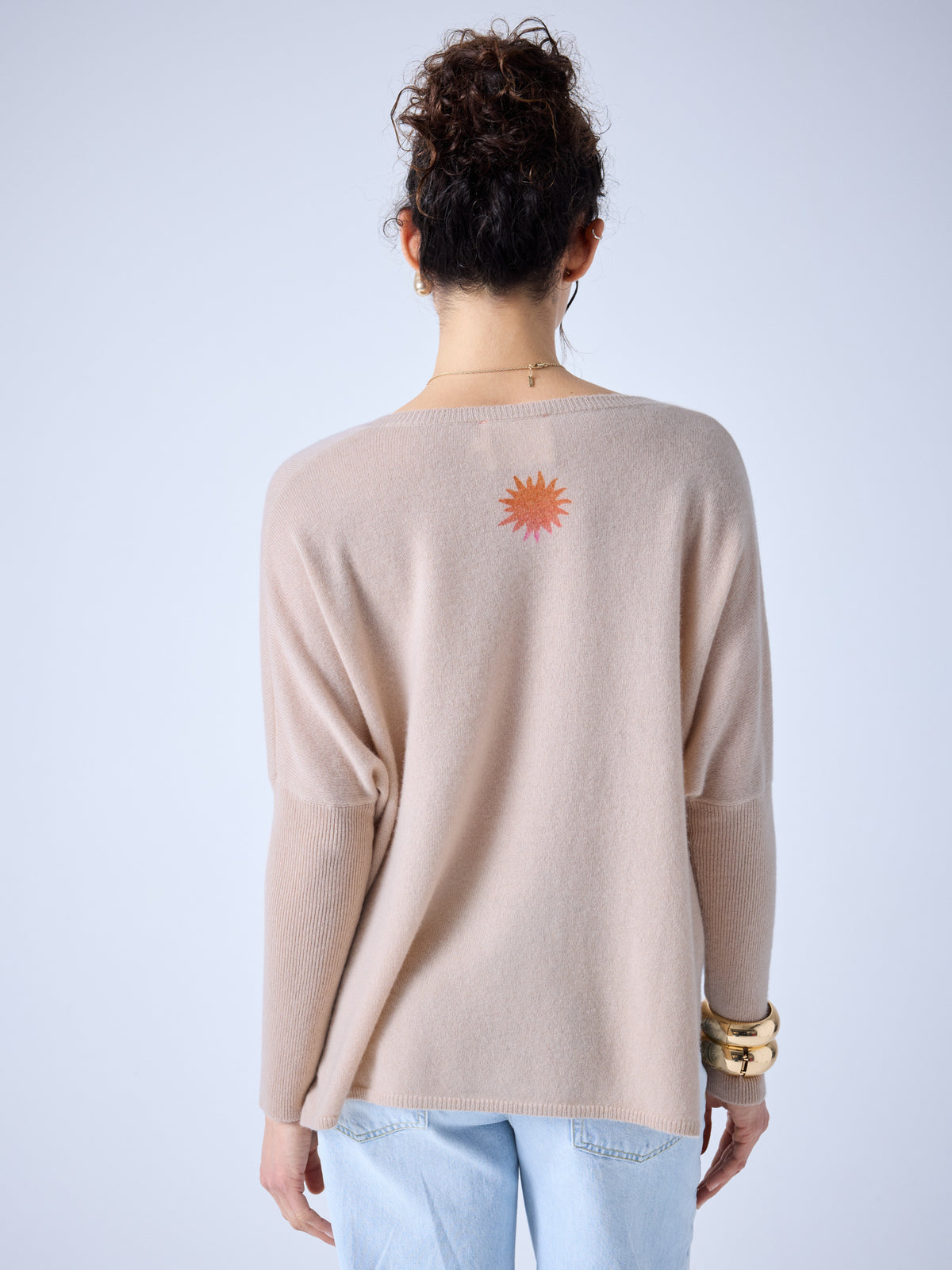 malania - 100% cashmere poncho - sand