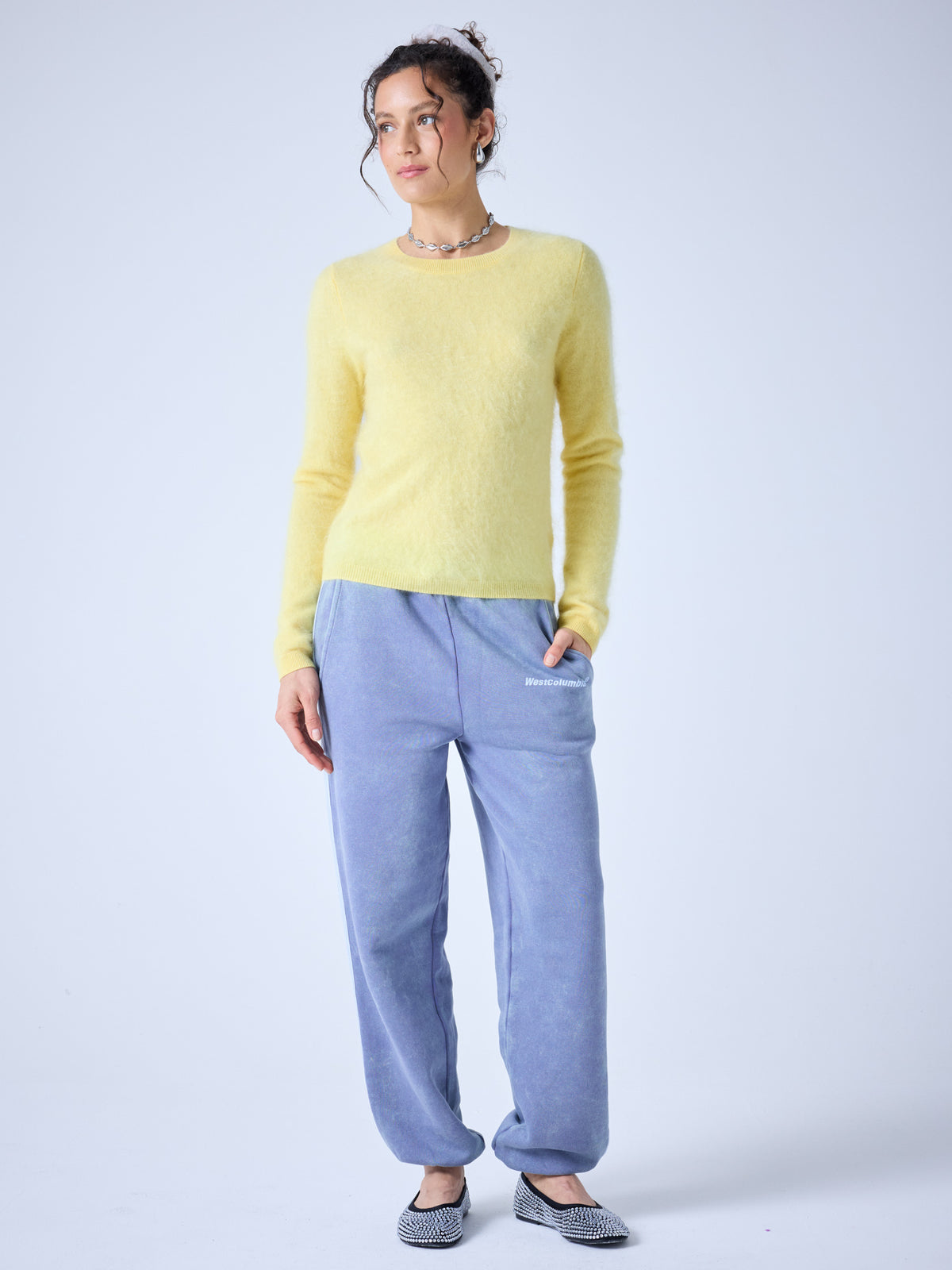 Clarence - brushed cashmere crew neck sweater - corn