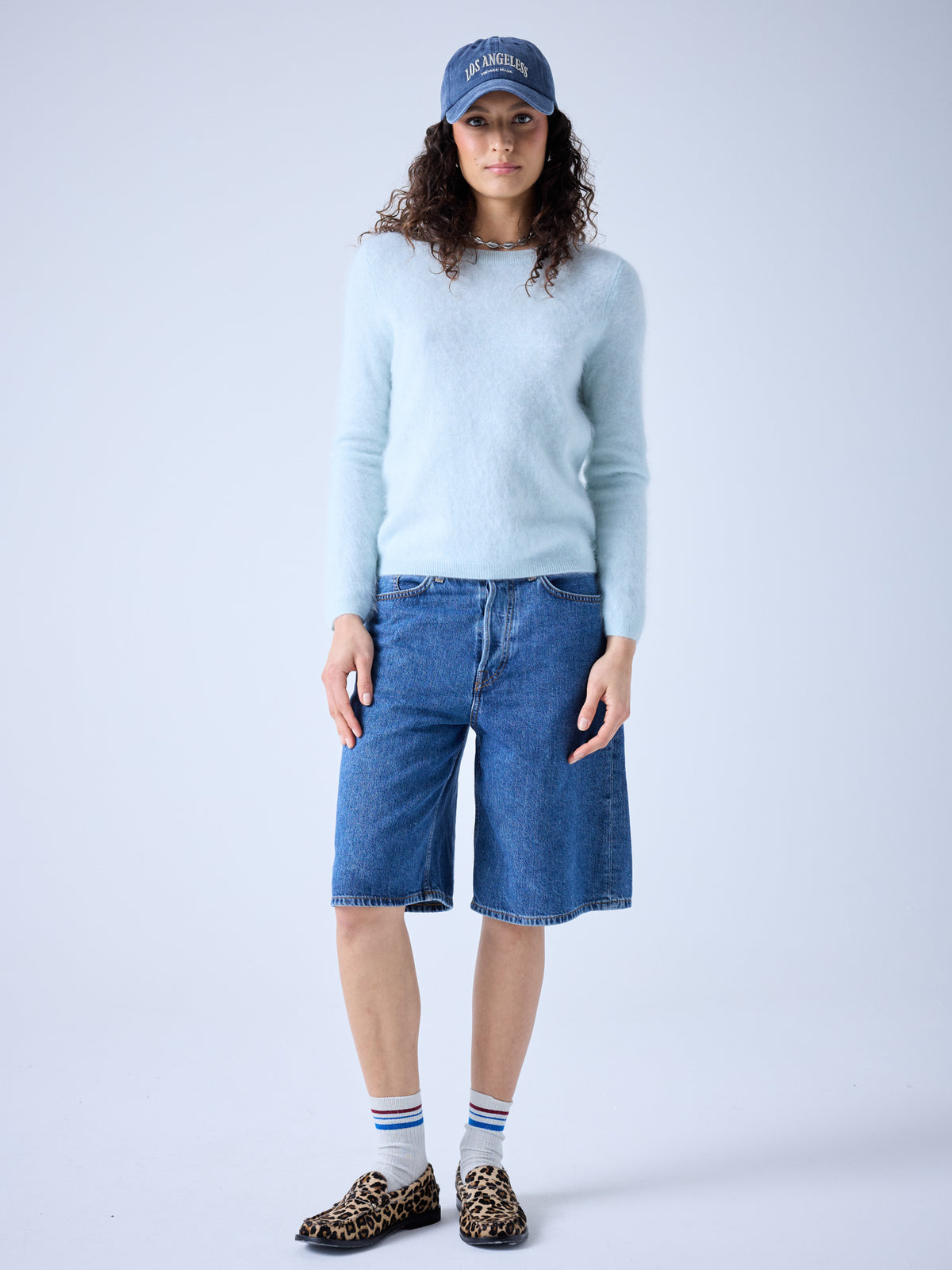Clarence - brushed cashmere crew neck sweater - jade