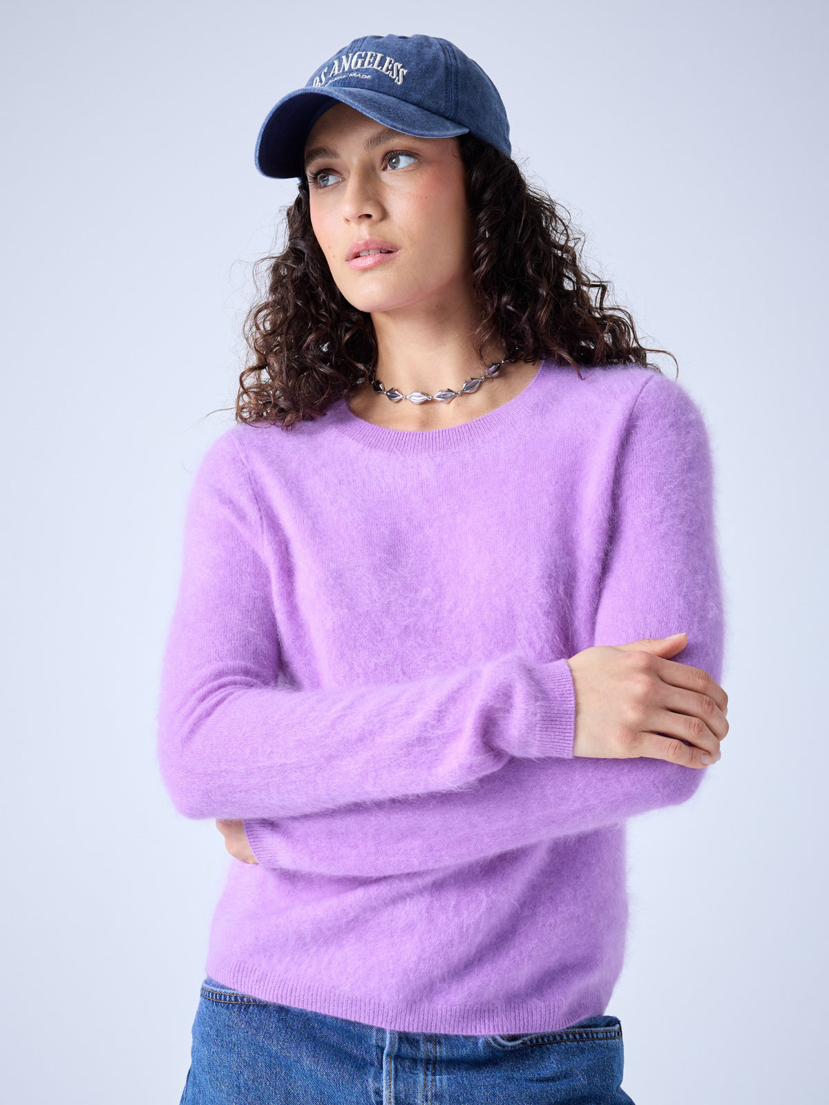 Clarence - brushed cashmere crew neck sweater - orchid