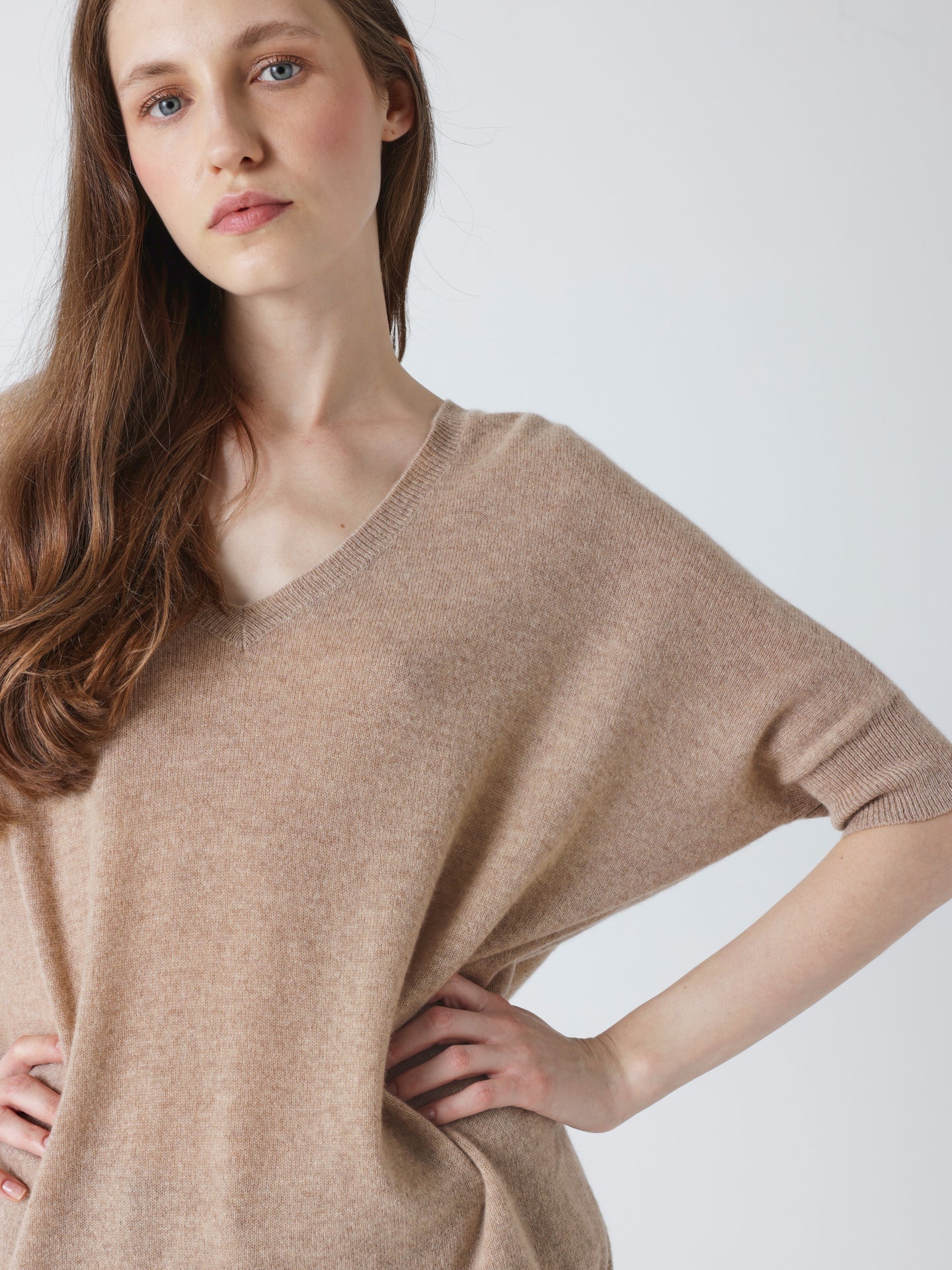 kate - Poncho 100% cachemire - chestnut