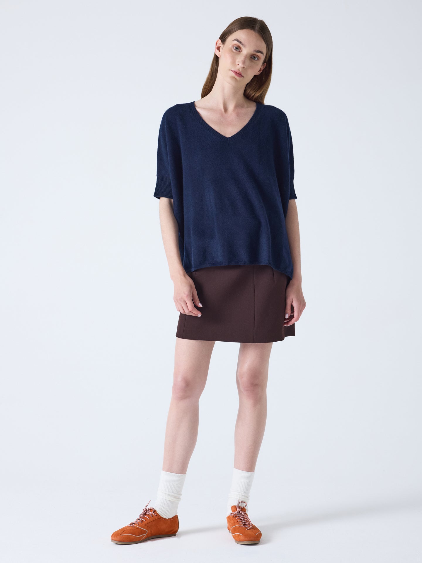 kate - Poncho 100% cachemire - navy