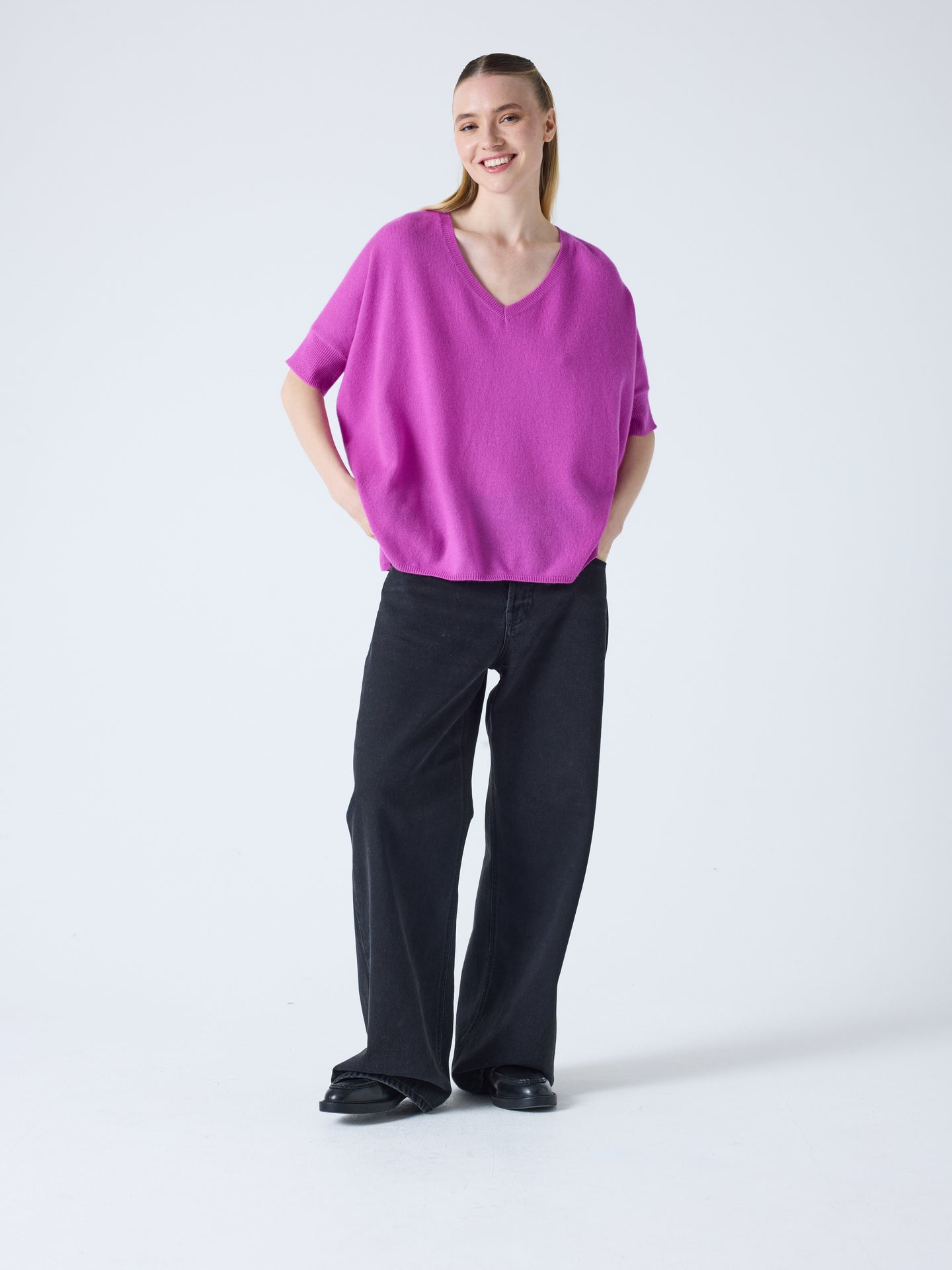 Kate - Poncho aus 100 % Kaschmir - purple neon