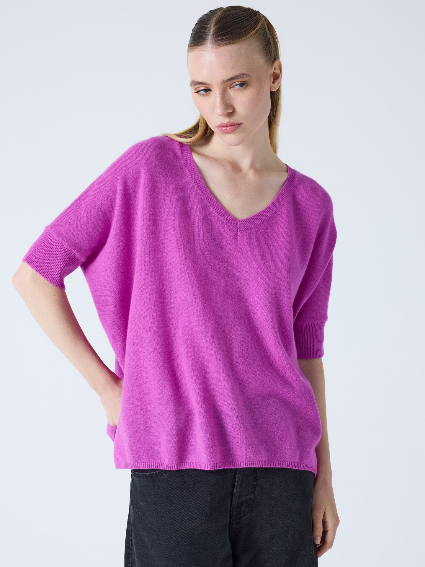 Kate - Poncho aus 100 % Kaschmir - purple neon