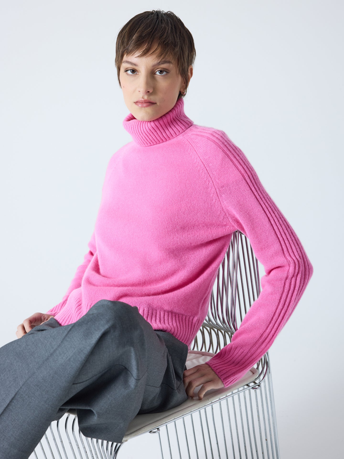 Sylviana - Rollkragenpullover aus 100 % Kaschmir - candy