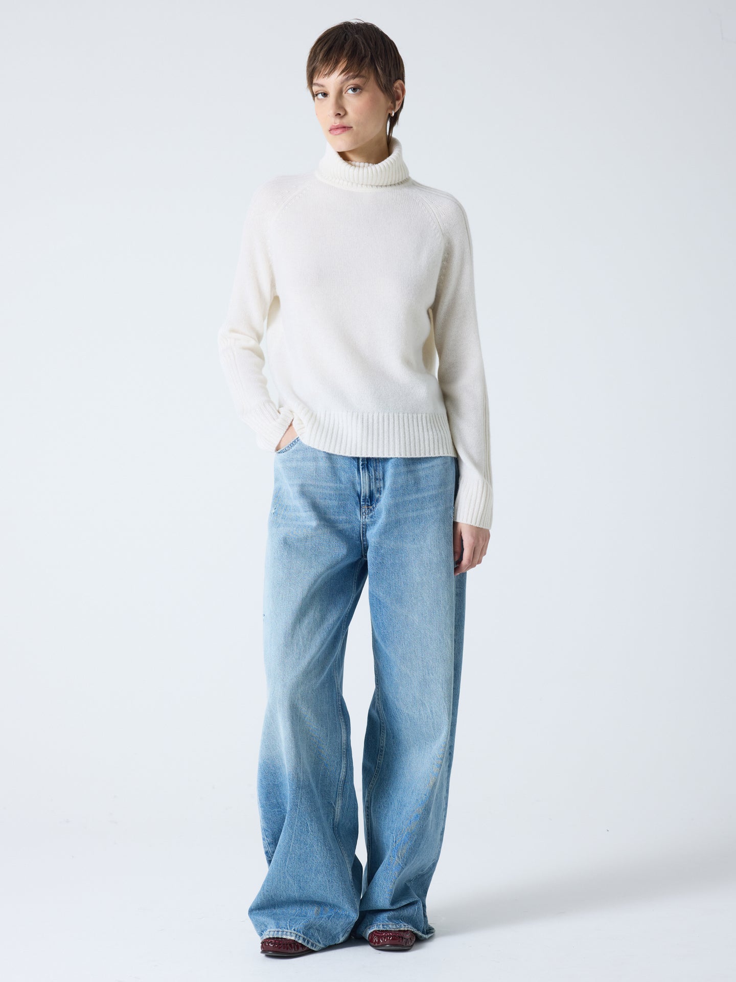 sylviana - Pull col roulé 100% cachemire - cream