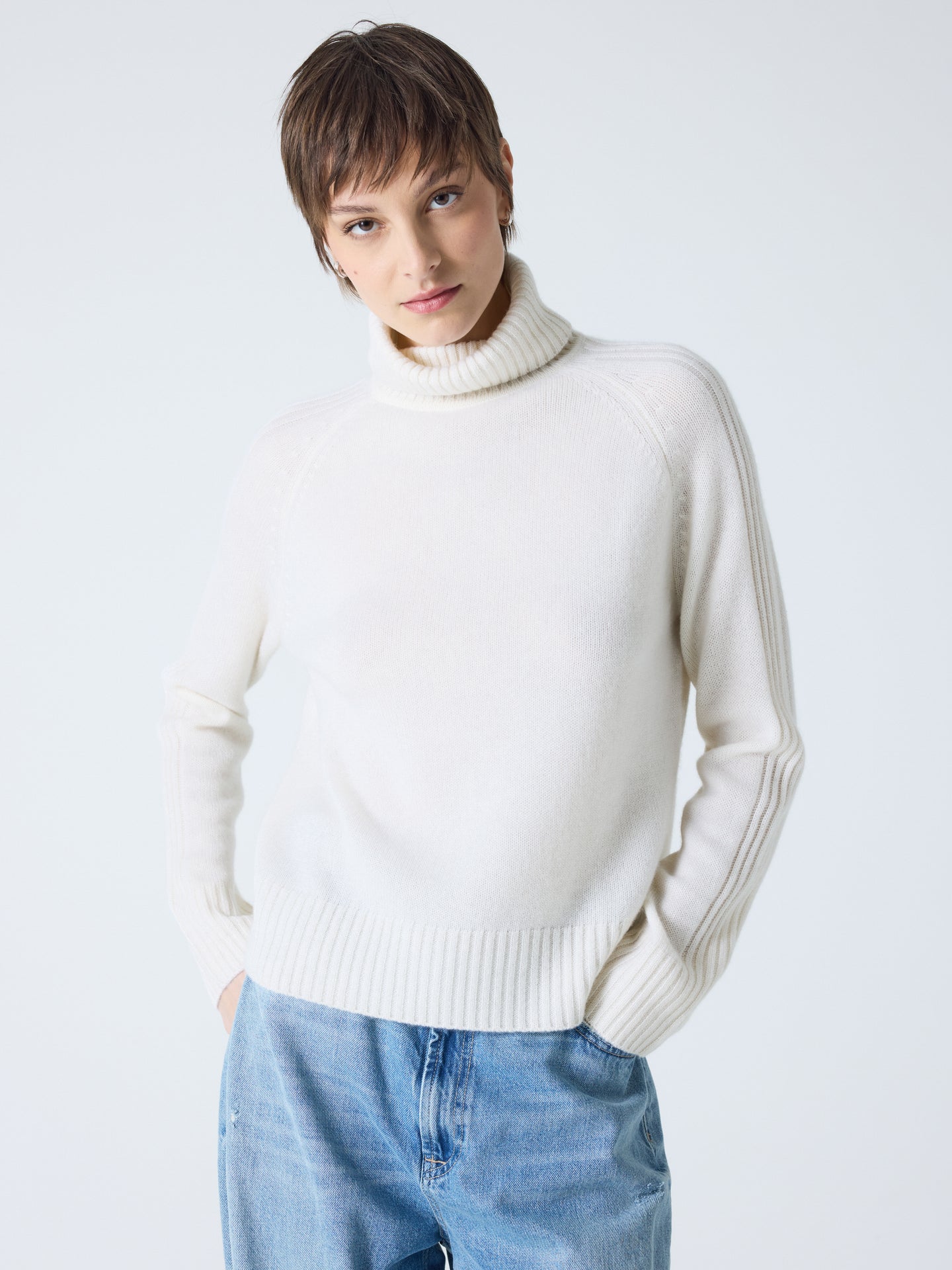 sylviana - Pull col roulé 100% cachemire - cream