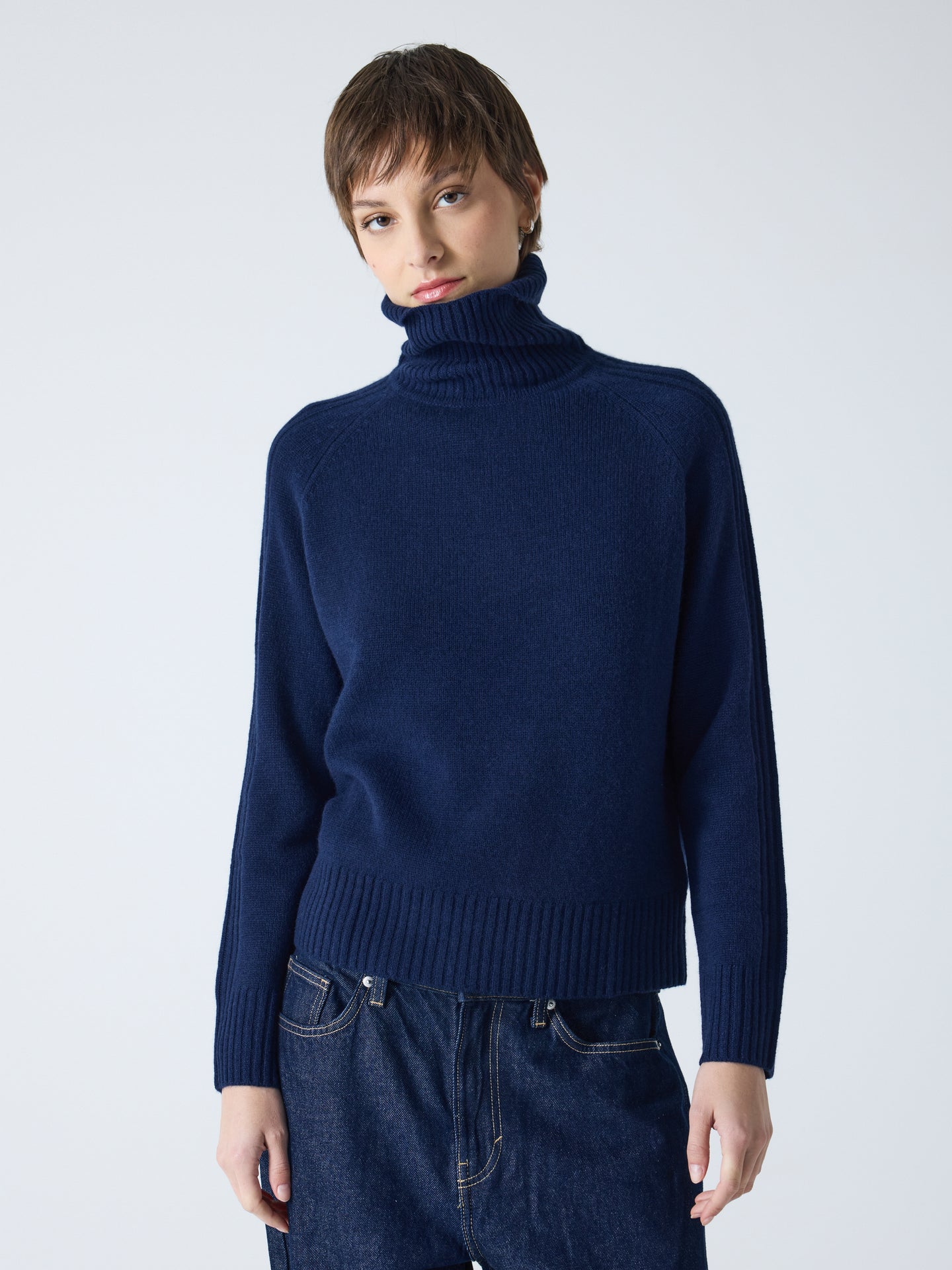 sylviana - Pull col roulé 100% cachemire - navy