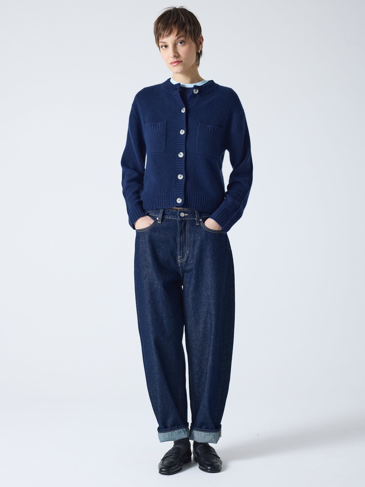 rita - Cardigan 100% cachemire - navy