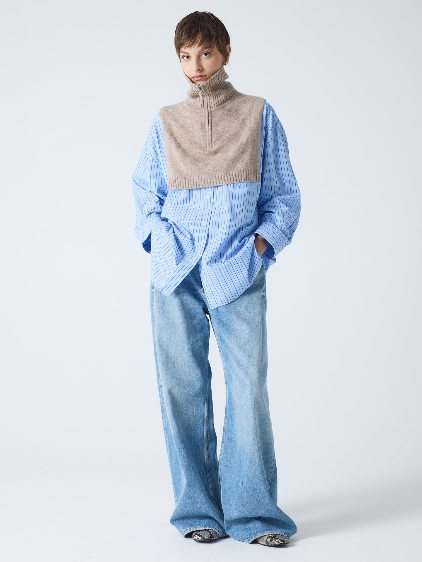 tina - Col zippé 100% cachemire - chestnut