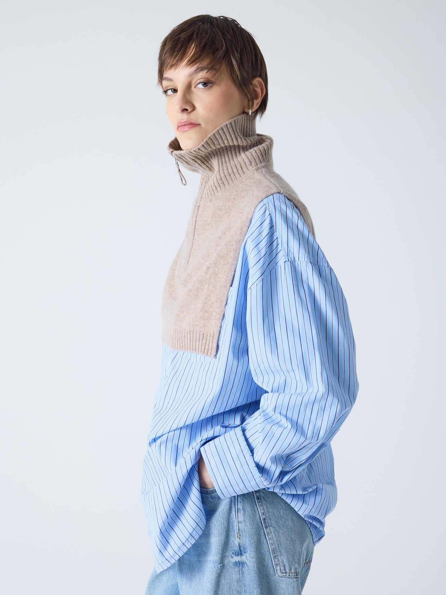 tina - Col zippé 100% cachemire - chestnut