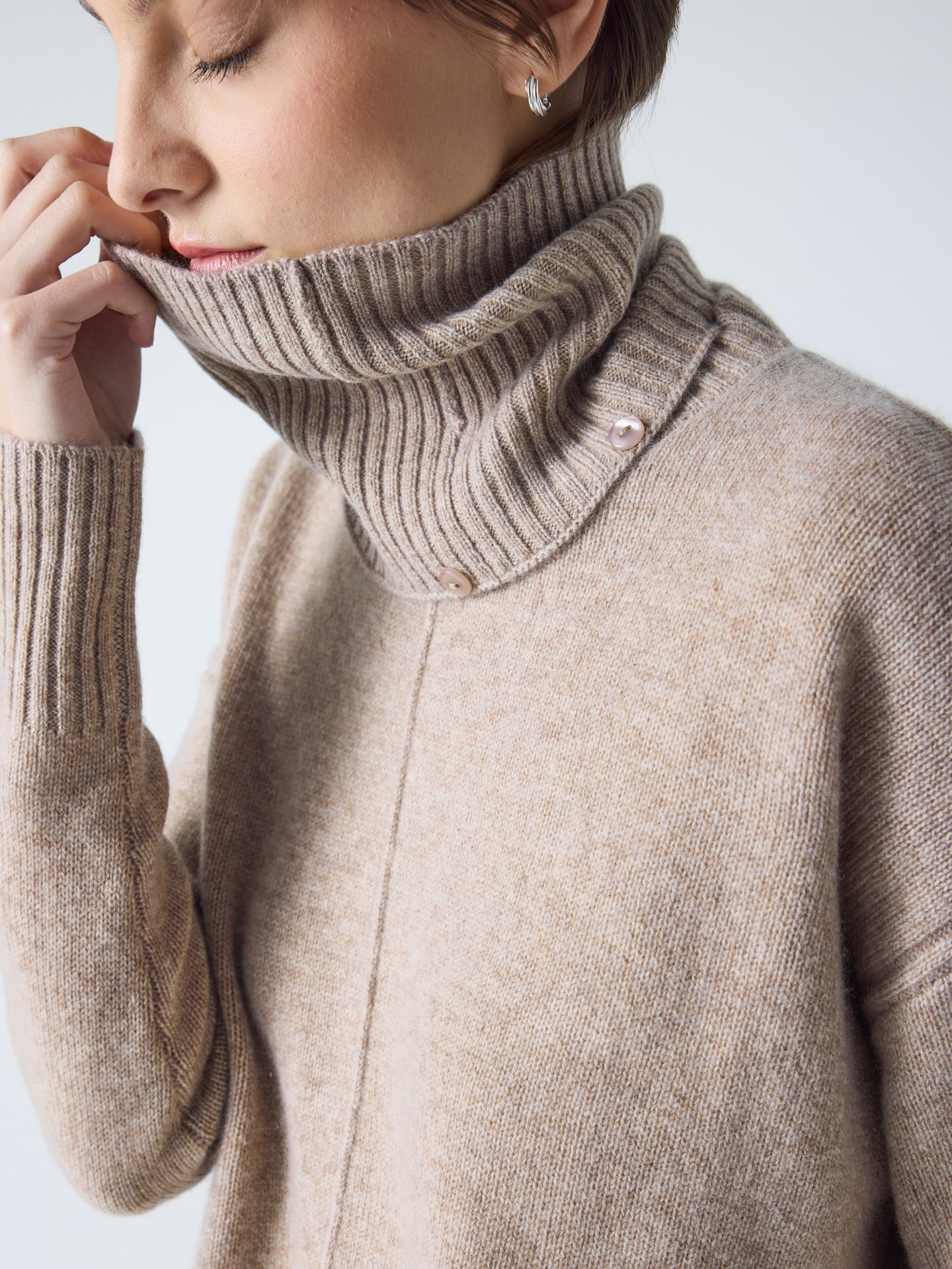 candace - Pull col roulé amovible - chestnut