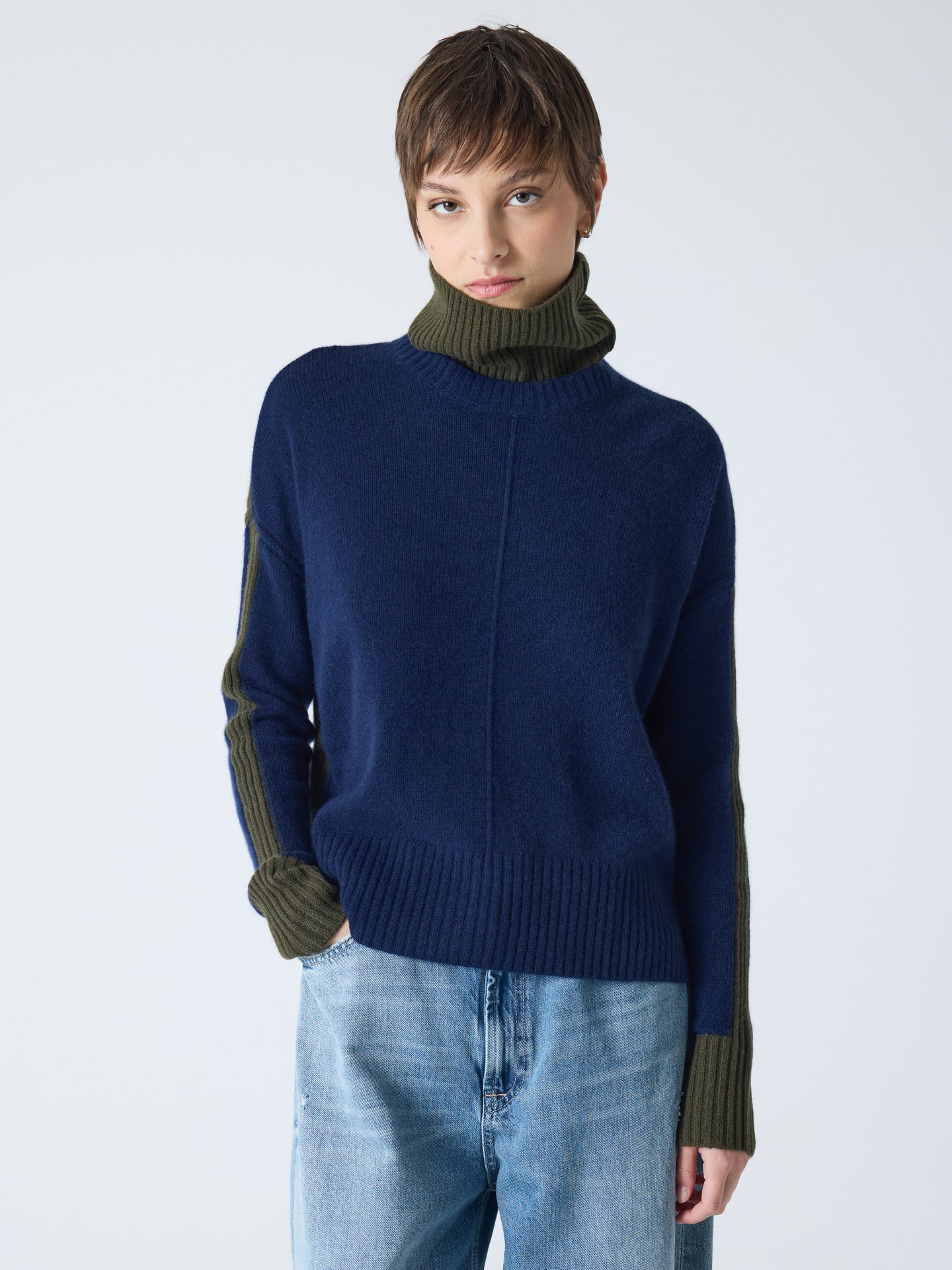 candace - Pull col roulé amovible - navy