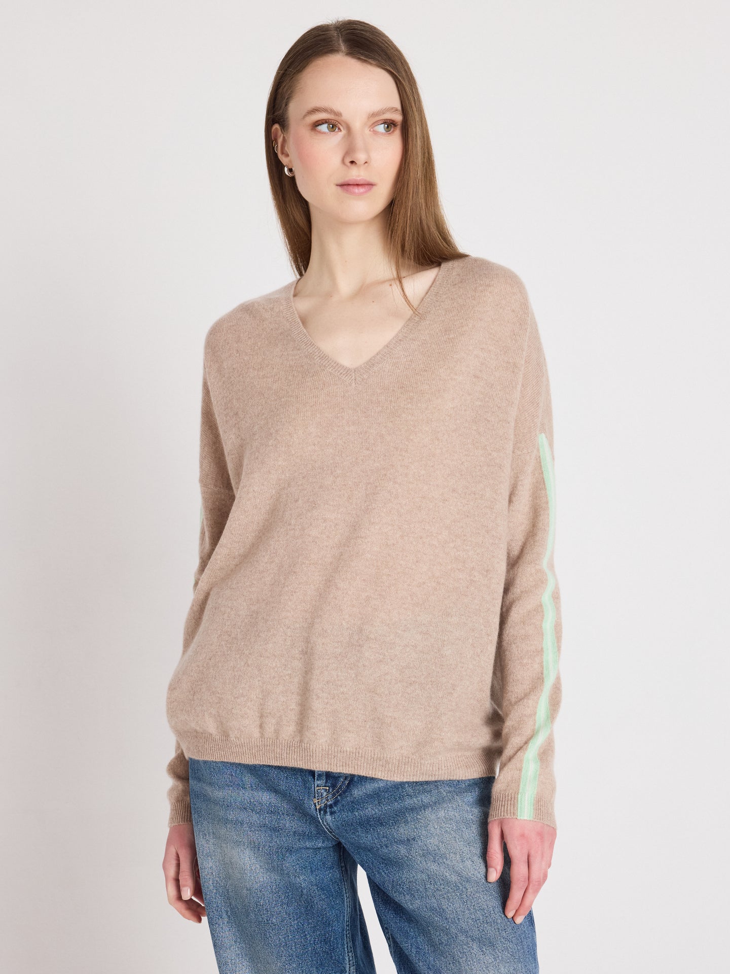 pull à bandes alexia - cachemire - chestnut