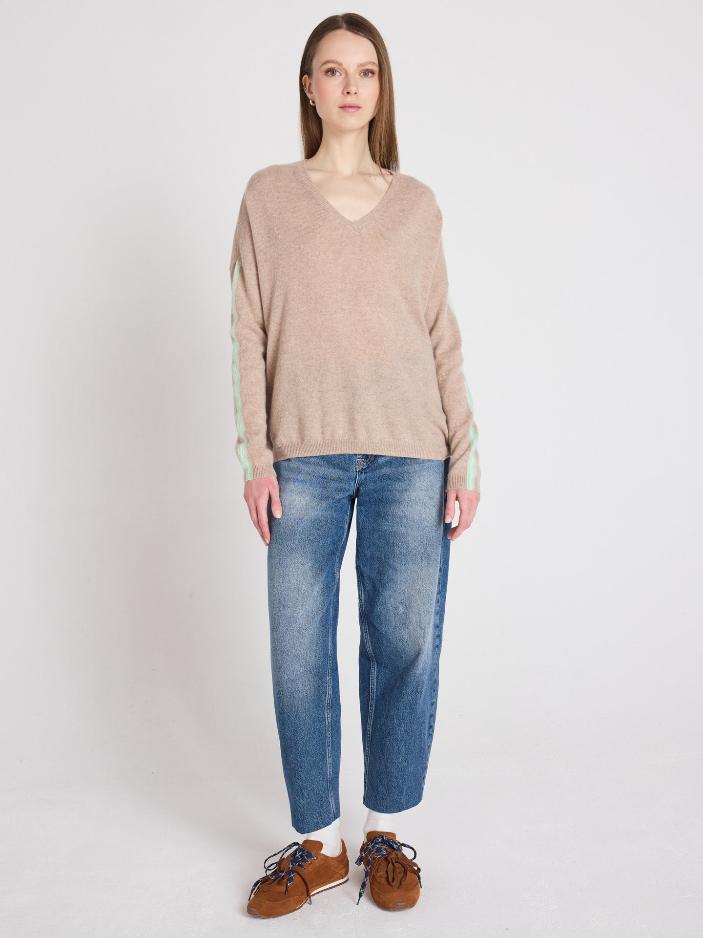 pull à bandes alexia - cachemire - chestnut