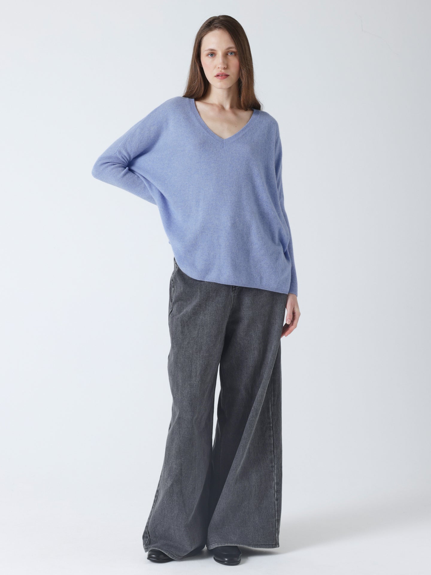Camille - Ponchopullover aus Kaschmir - chambray blue
