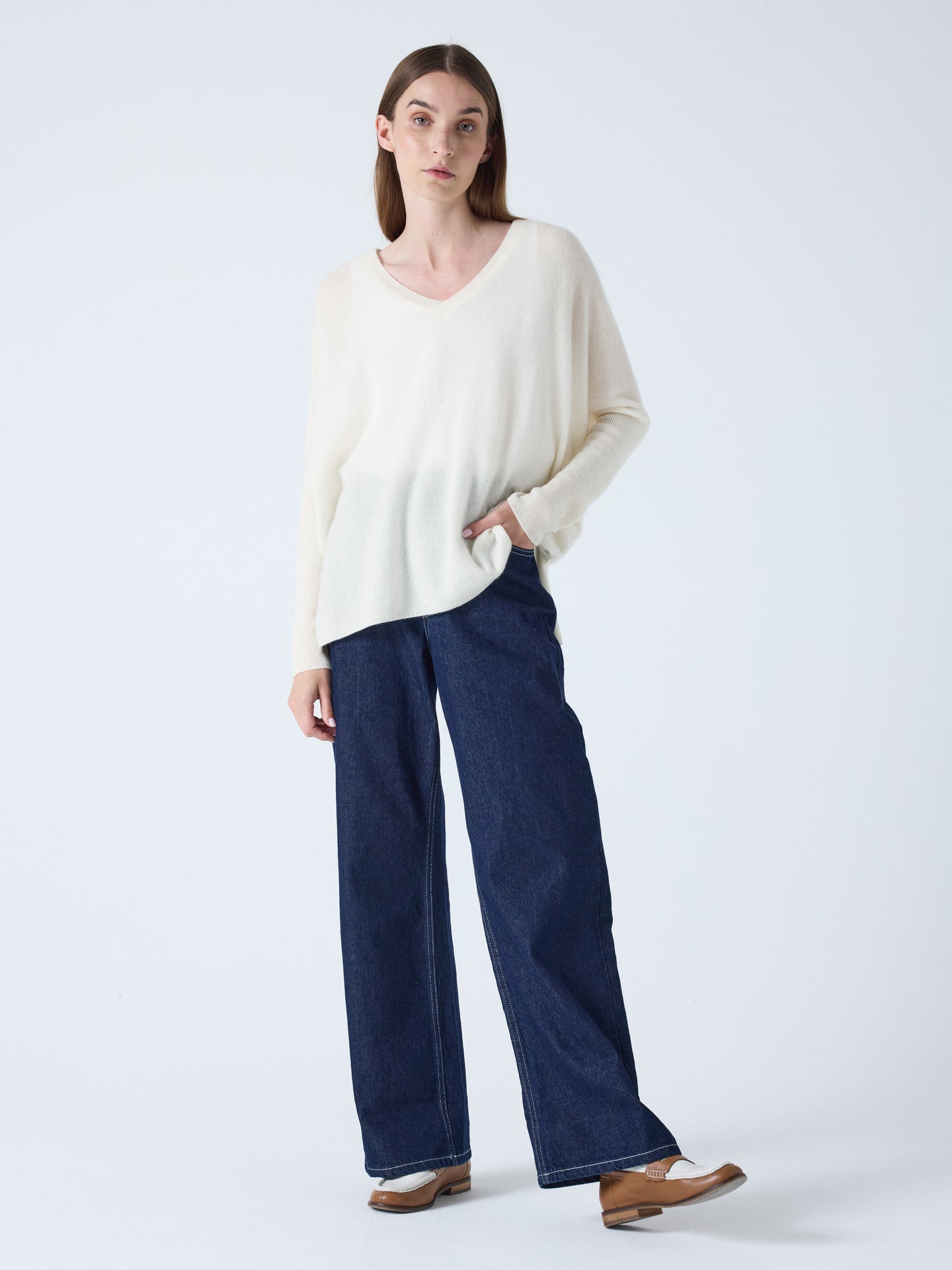 Camille - Ponchopullover aus Kaschmir - cream