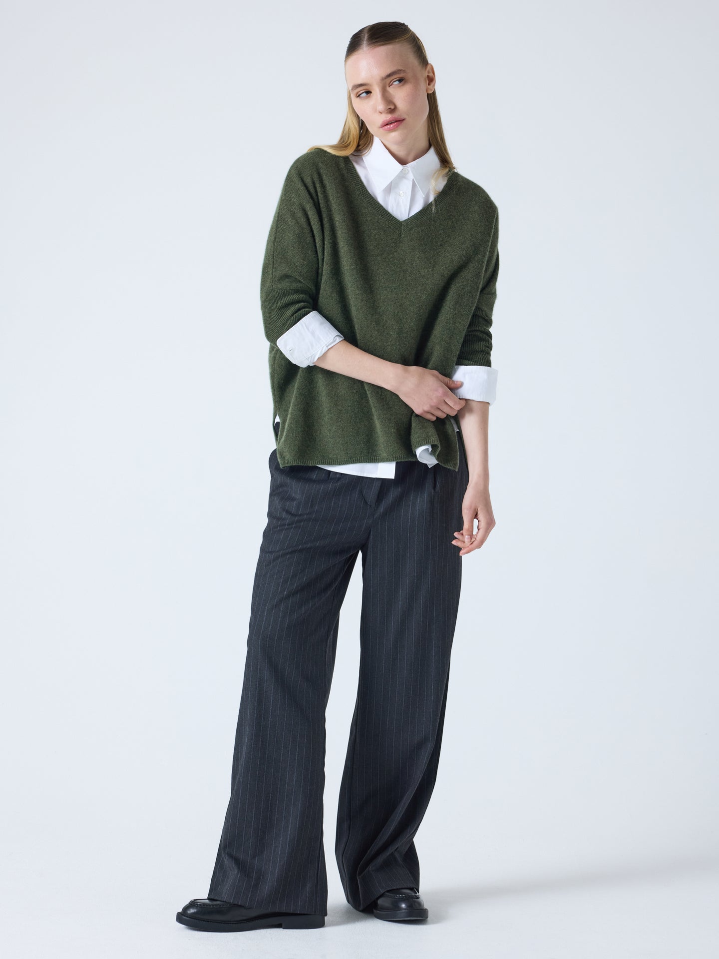 camille - Pull poncho en cachemire - forest