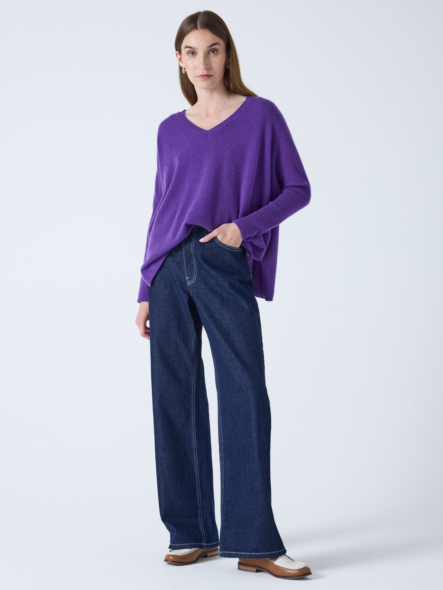 Camille - Ponchopullover aus Kaschmir - grape