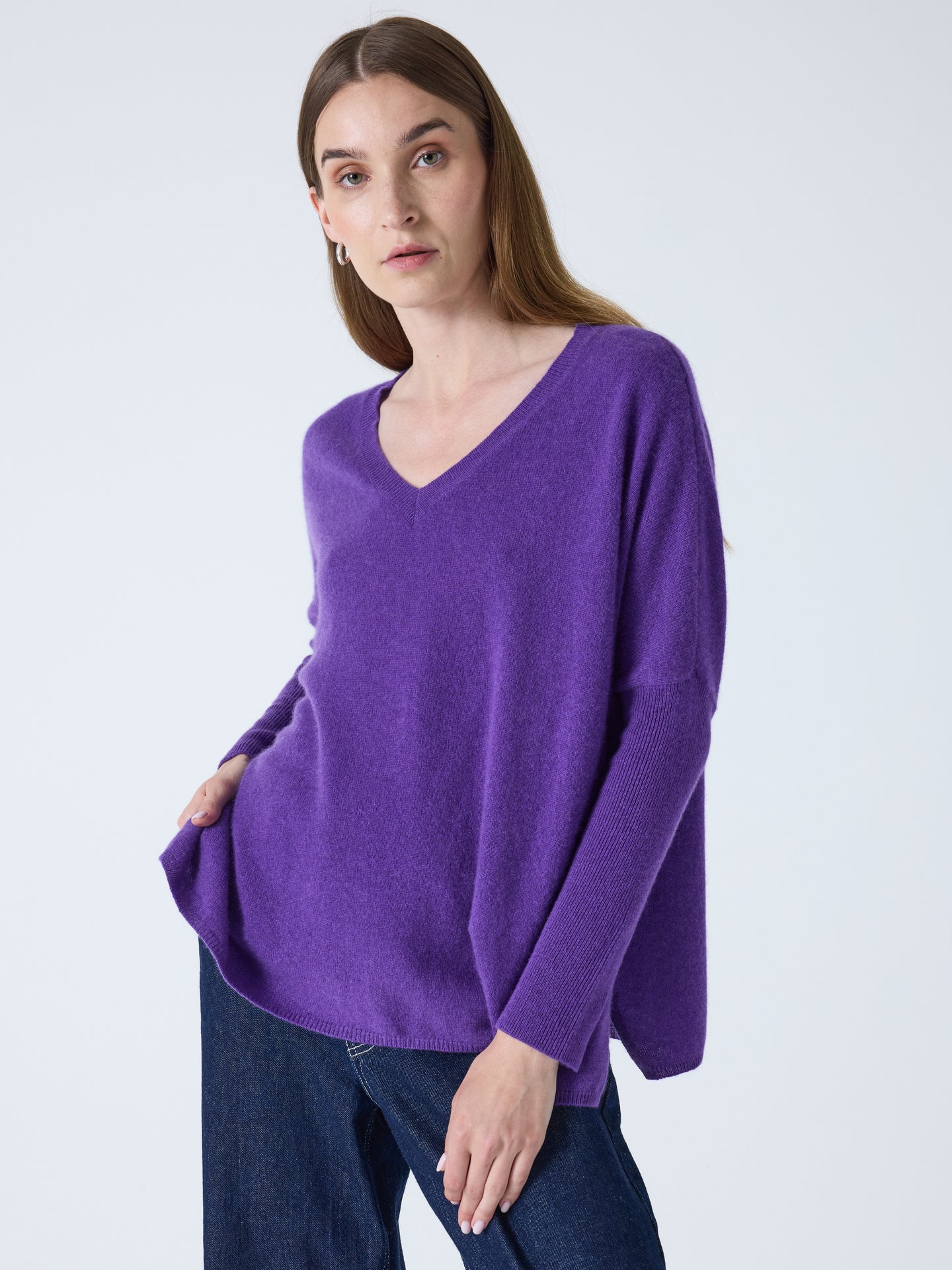 Camille - Ponchopullover aus Kaschmir - grape