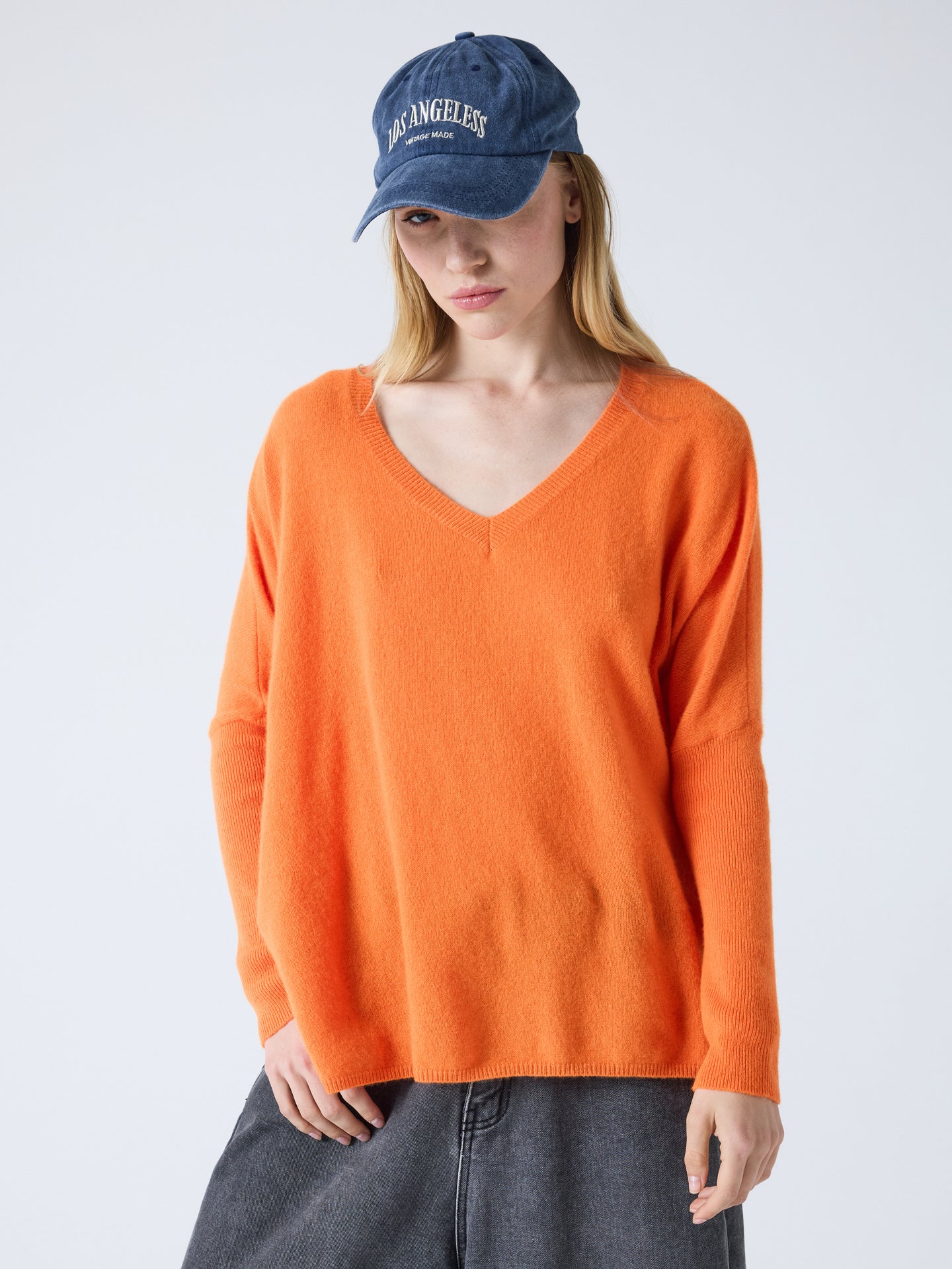 Camille - Ponchopullover aus Kaschmir - orange neon