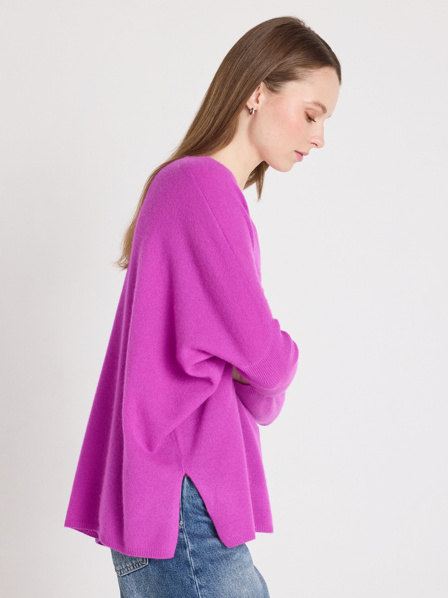 poncho maglione camille - cashmere - fucsia