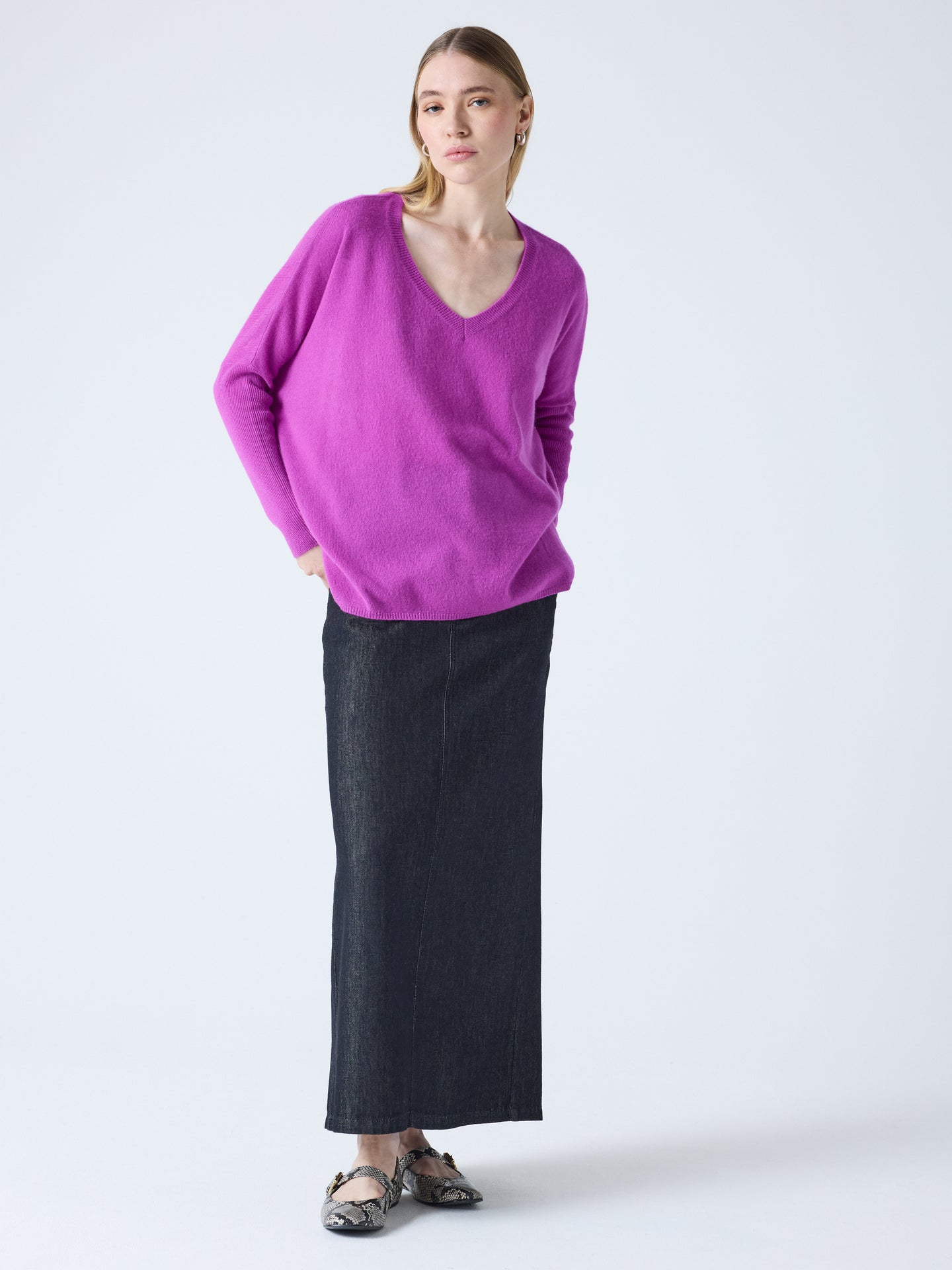 Camille - Ponchopullover aus Kaschmir - purple neon