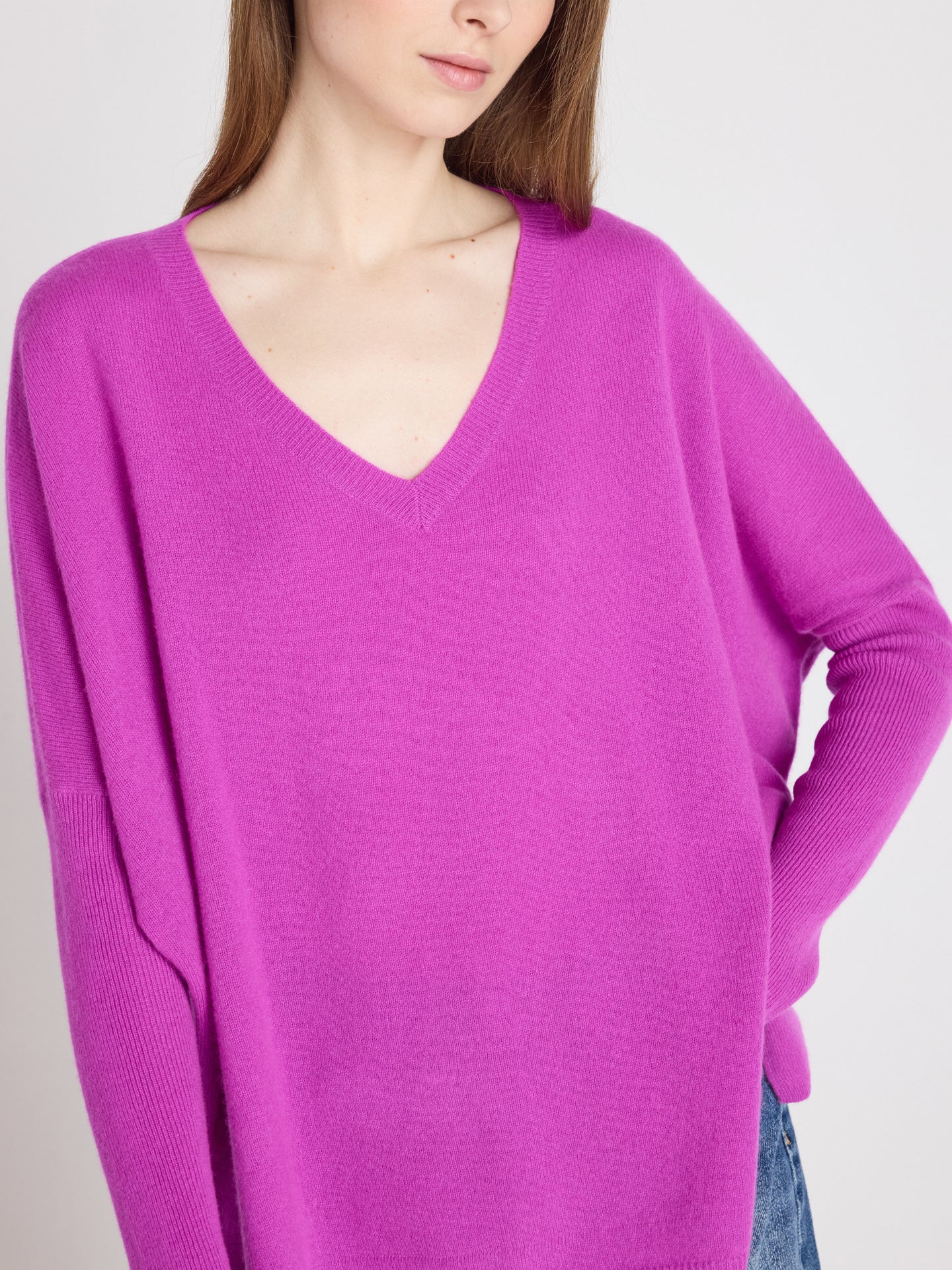 poncho maglione camille - cashmere - fucsia