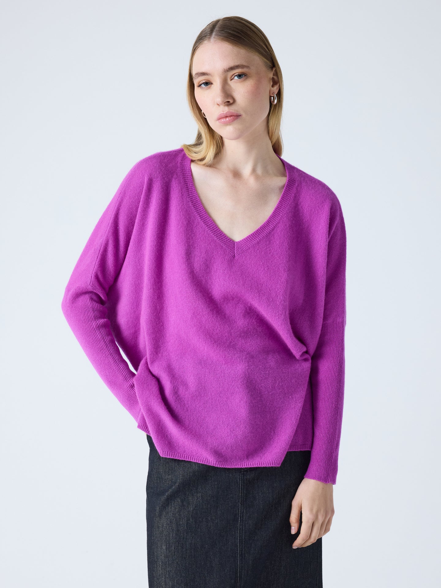 maglia poncho camille - cashmere - fucsia