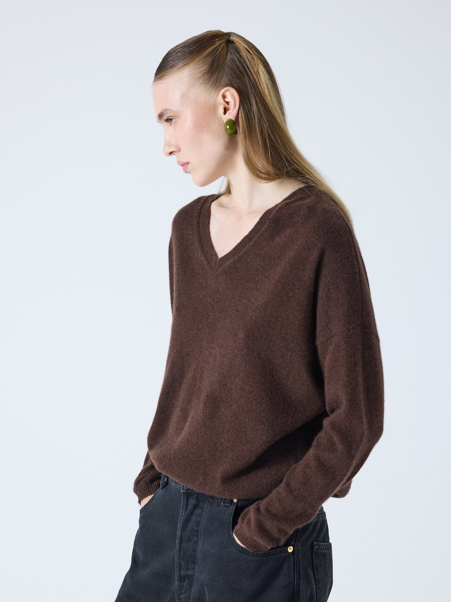 alicia - Pull oversize en cachemire - brownie