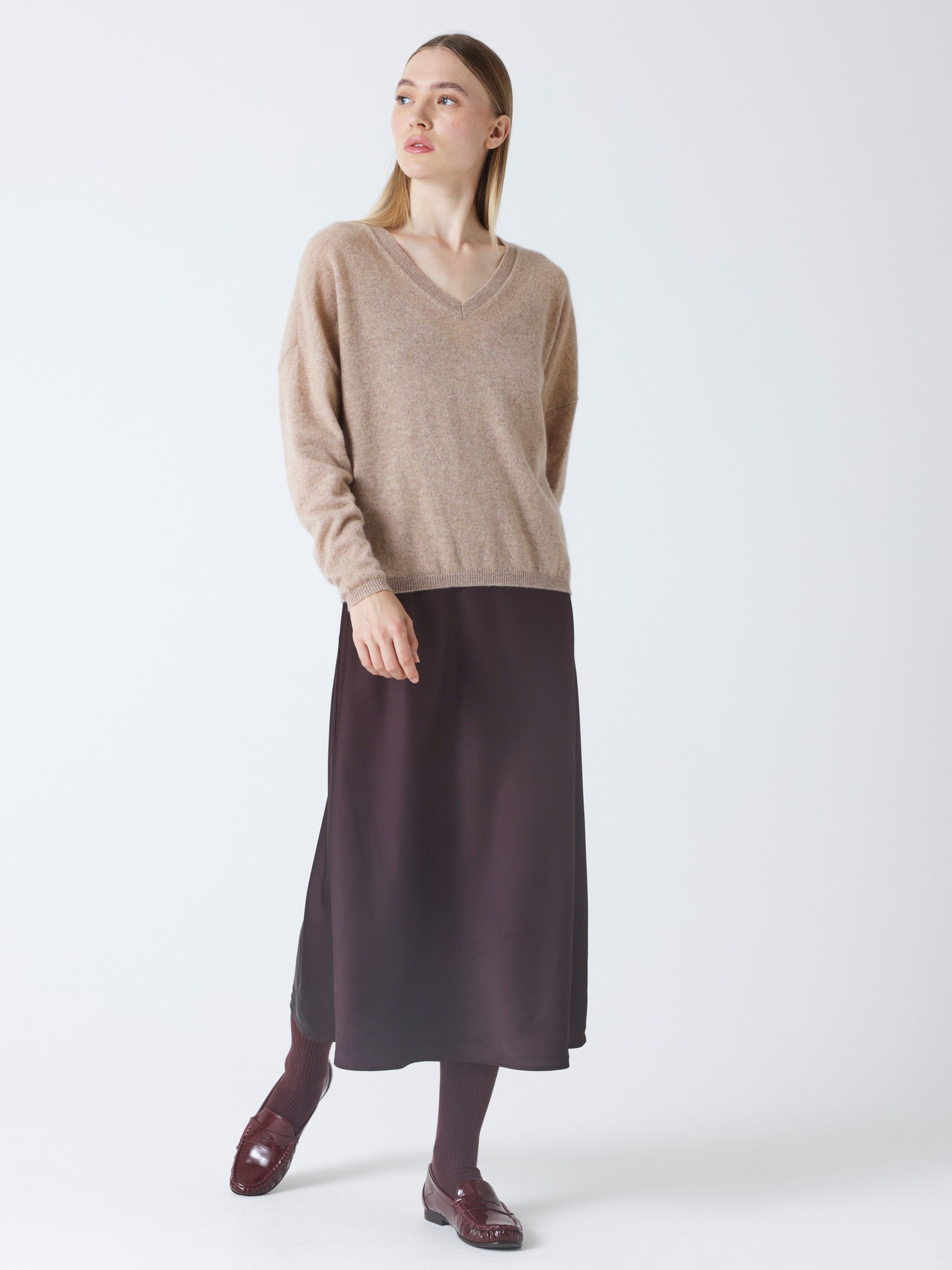 alicia - Pull oversize en cachemire - chestnut