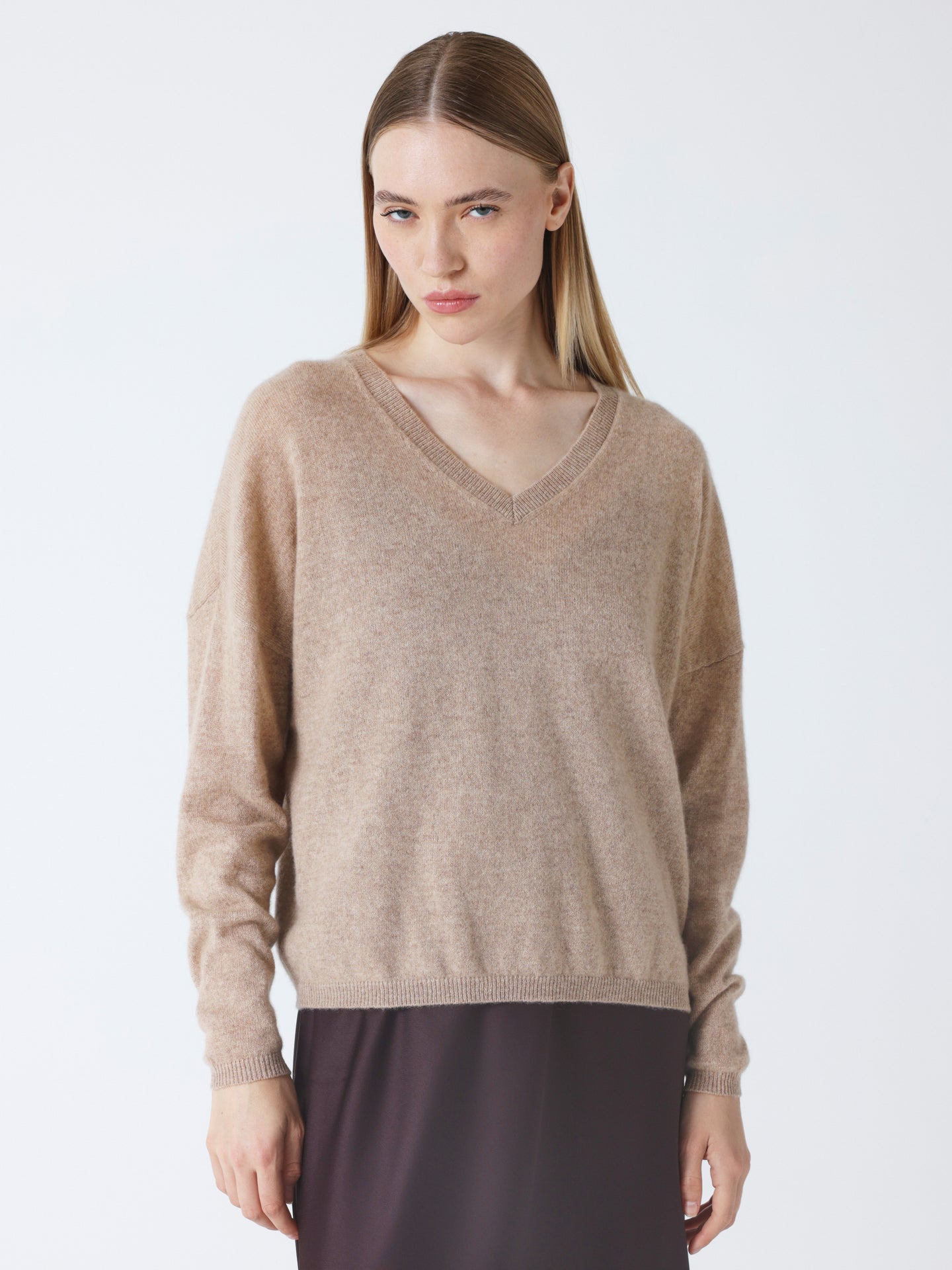 alicia - Pull oversize en cachemire - chestnut