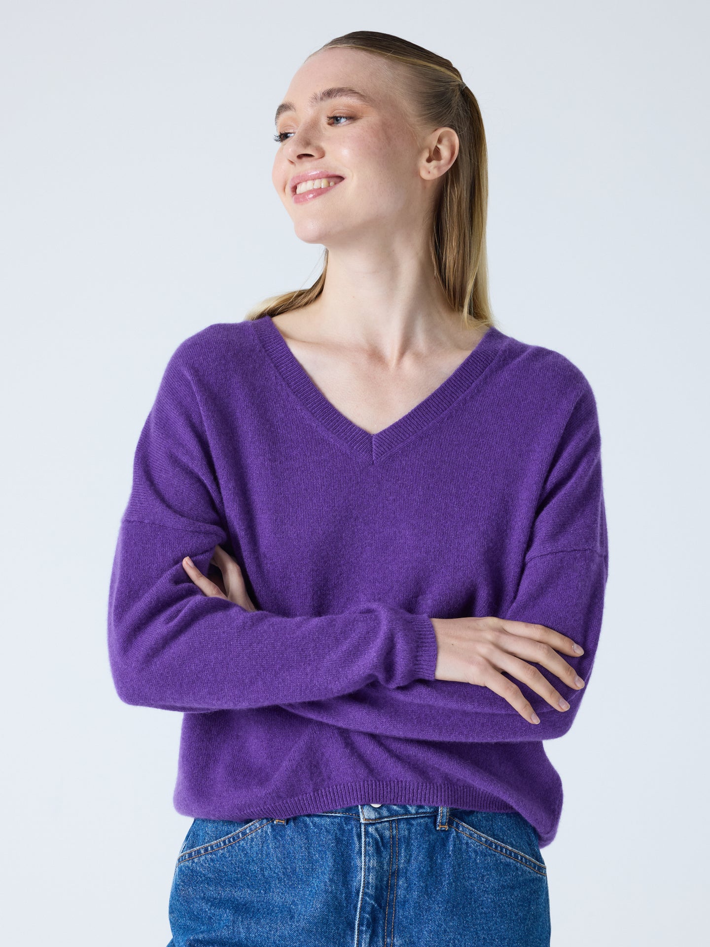 Alicia - Oversize-Kaschmirpullover - grape